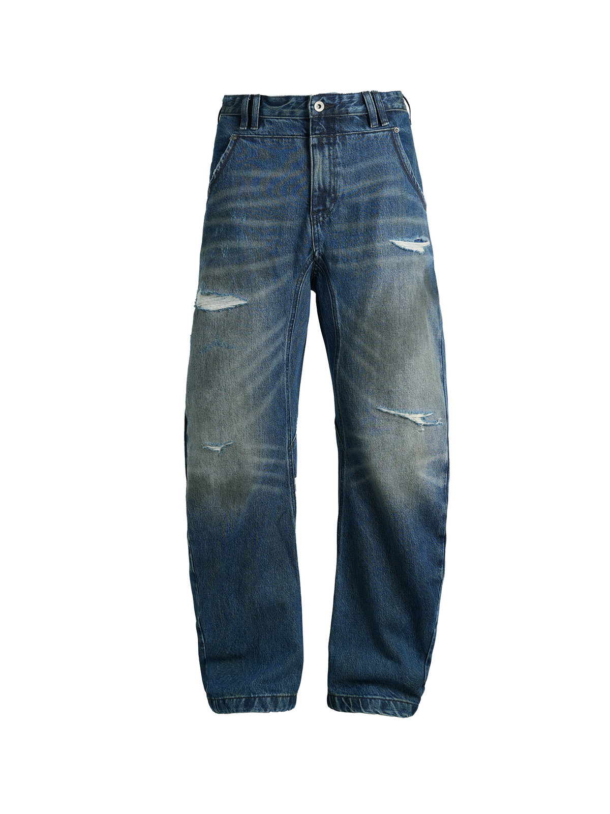 ORGANIC EMOTION Distressed Washed Patchwork Jeans