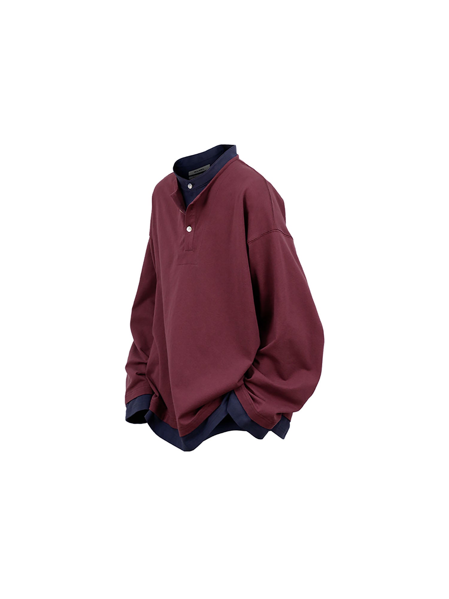 RELABEL Contrast Layered Henley Long-Sleeve Tee, premium urban and streetwear designers apparel on PROJECTISR.com, RELABEL