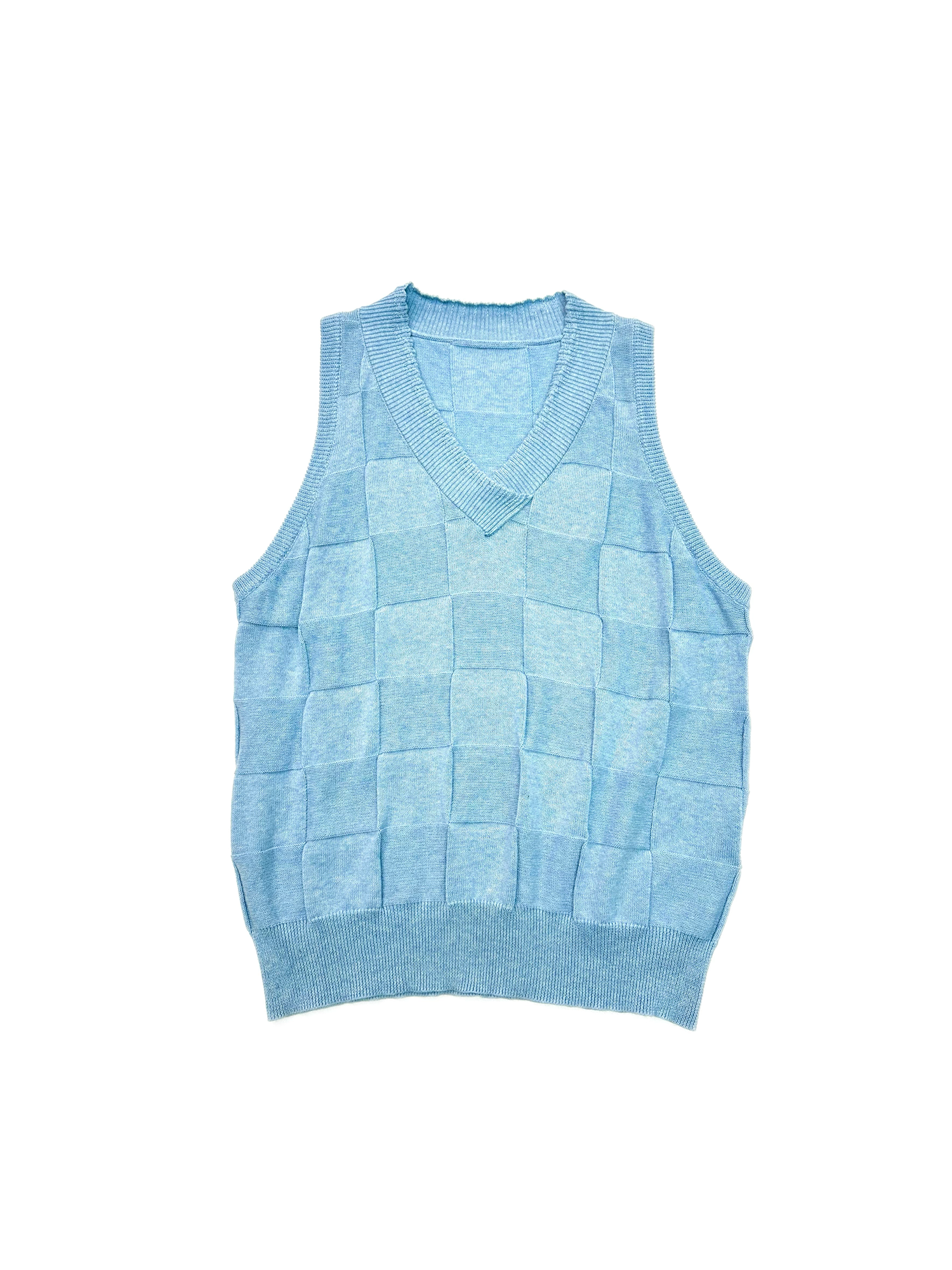 KADAKADA Checkerboard V-Neck Knitted Vest, premium urban and streetwear designers apparel on PROJECTISR.com, KADAKADA