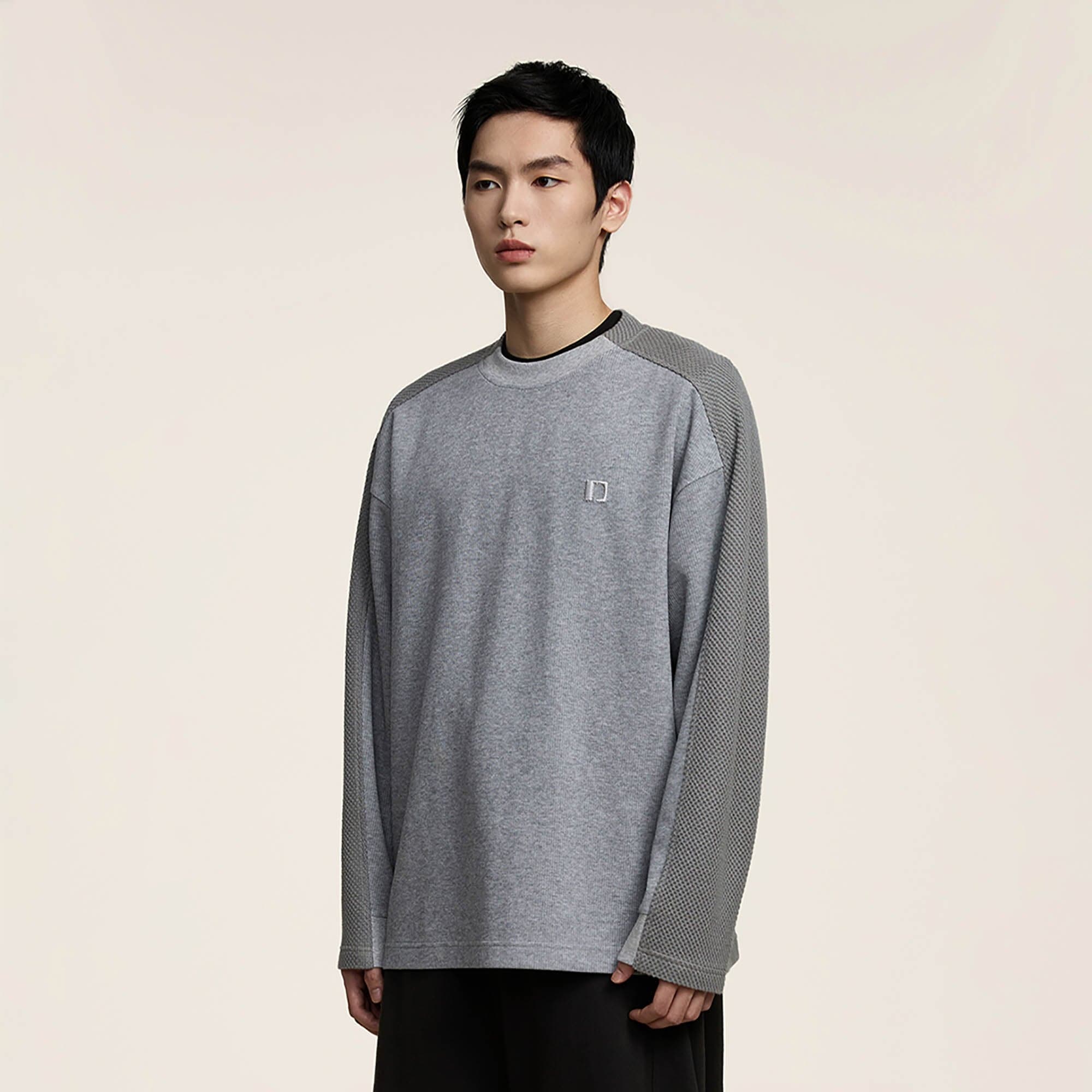 OPICLOTH Essential Spliced Textured Sweatshirt