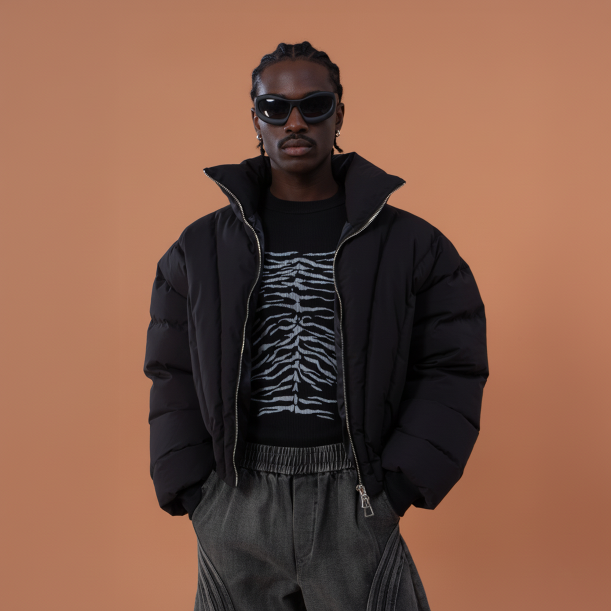 CLP V-Stitch Cropped Bubble Puffer Jacket