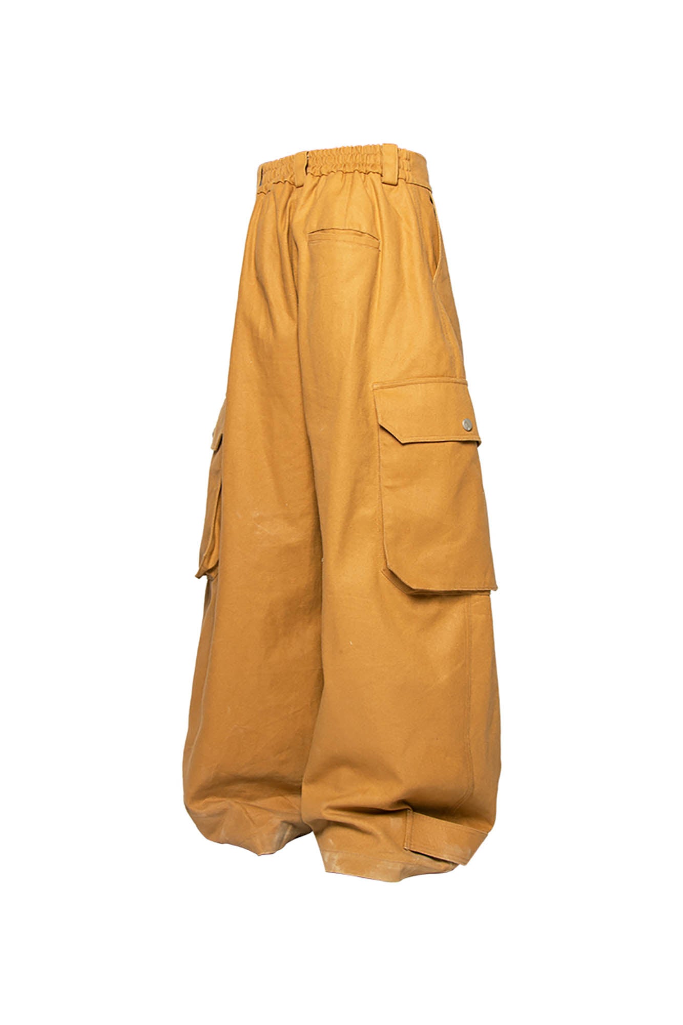 RELABEL Detachable Scarf Pleated Waxed Wide-Leg Cargo