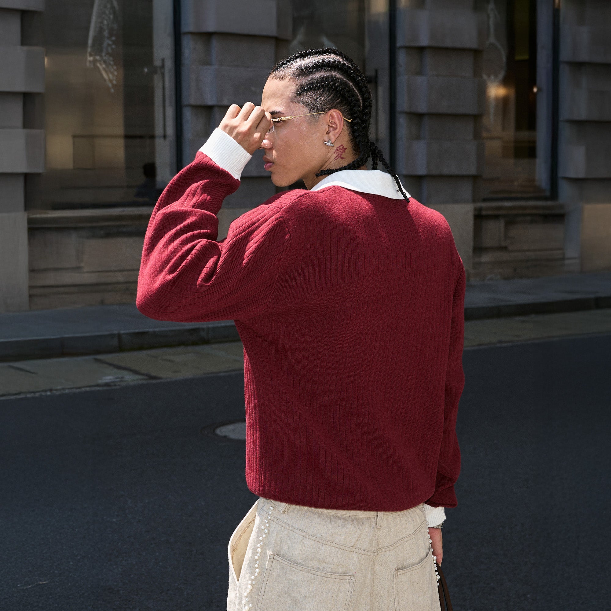 STEEPC Contrast Collar Polo Sweater, premium urban and streetwear designers apparel on PROJECTISR.com, STEEPC