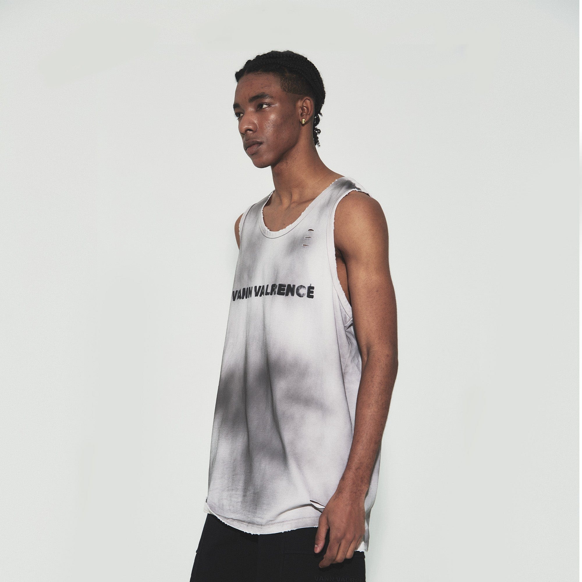 VANN VALRENCE Tie-Dye Distressed LOGO Sleeveless T-Shirt, premium urban and streetwear designers apparel on PROJECTISR.com, VANN VALRENCE