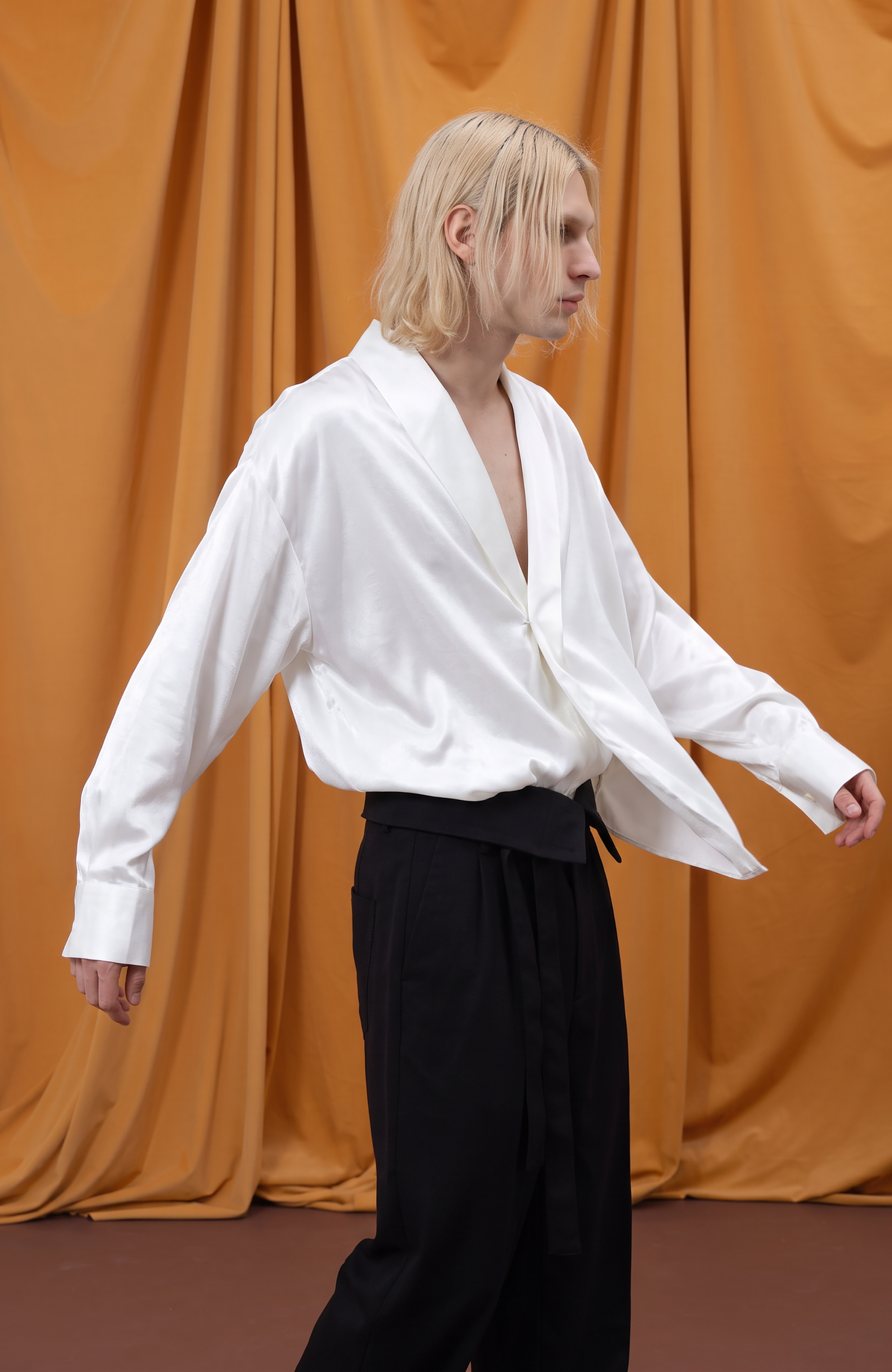 CLP Retro Satin Lapel Oversized Shirt