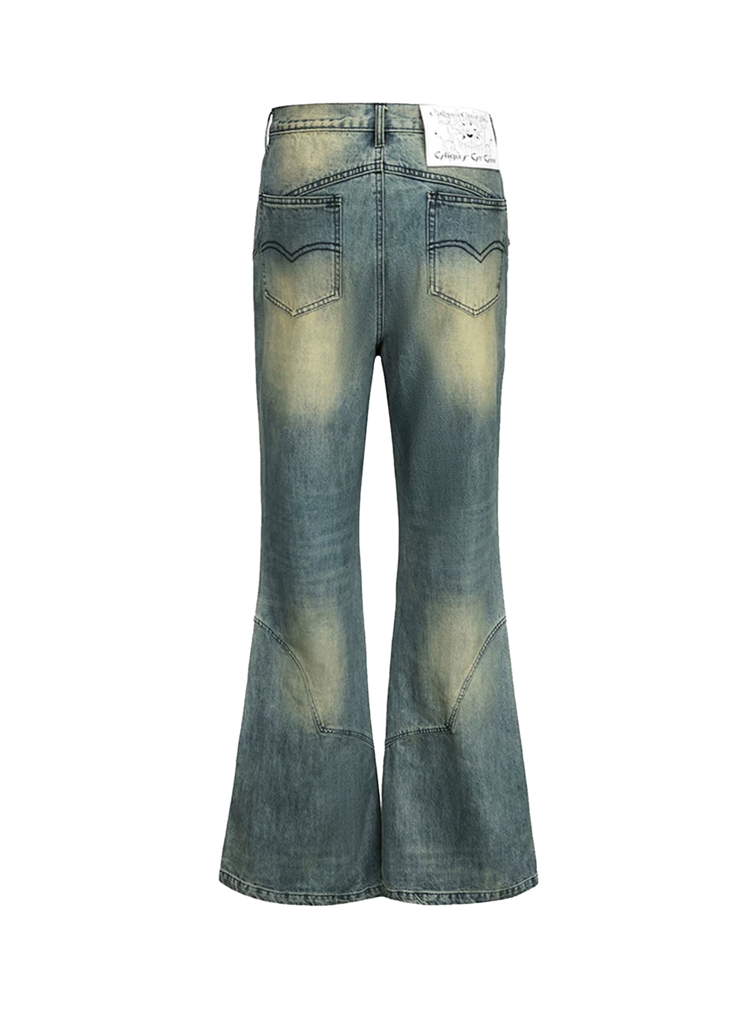 ERISSTOFF Washed Detachable Flared Jeans Blue
