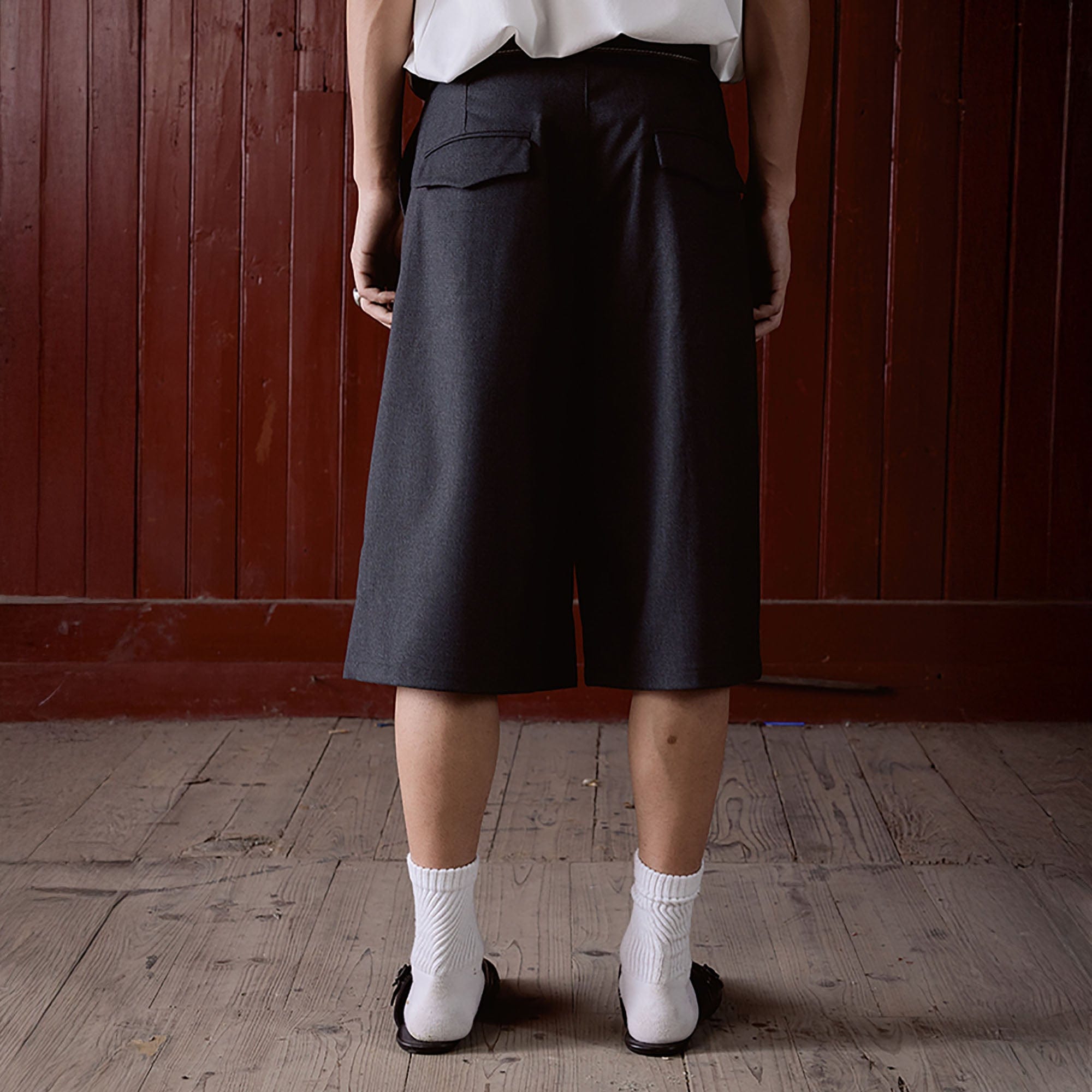 IN EXISTENCE Double-Pleated Mini Check Wide-Leg Shorts, premium urban and streetwear designers apparel on PROJECTISR.com, IN EXISTENCE