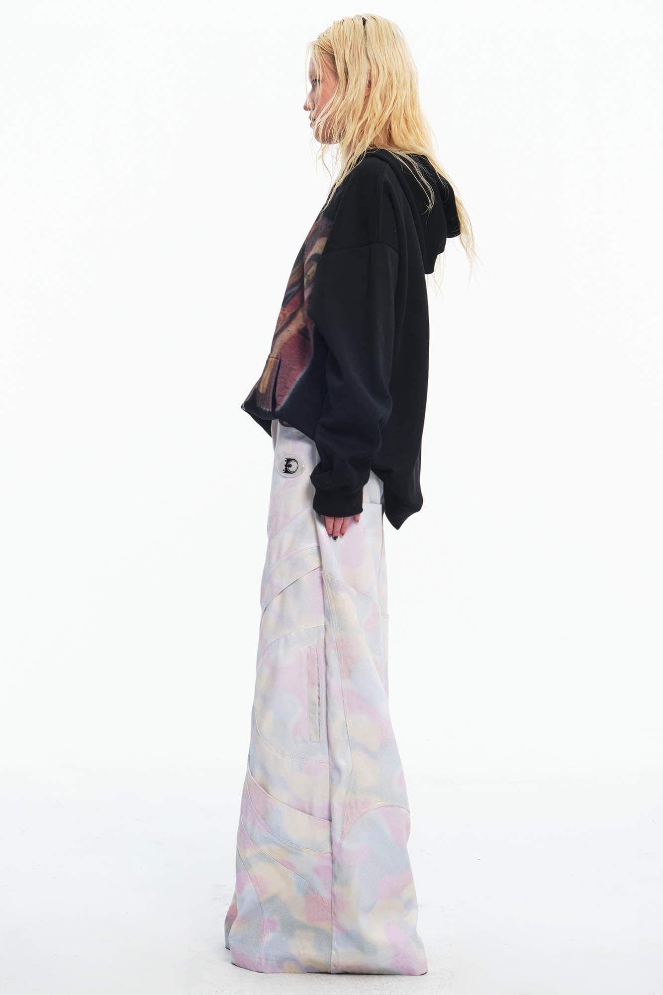 EMBRYO Deconstructed Iridescent Camo Wide-Leg Pants