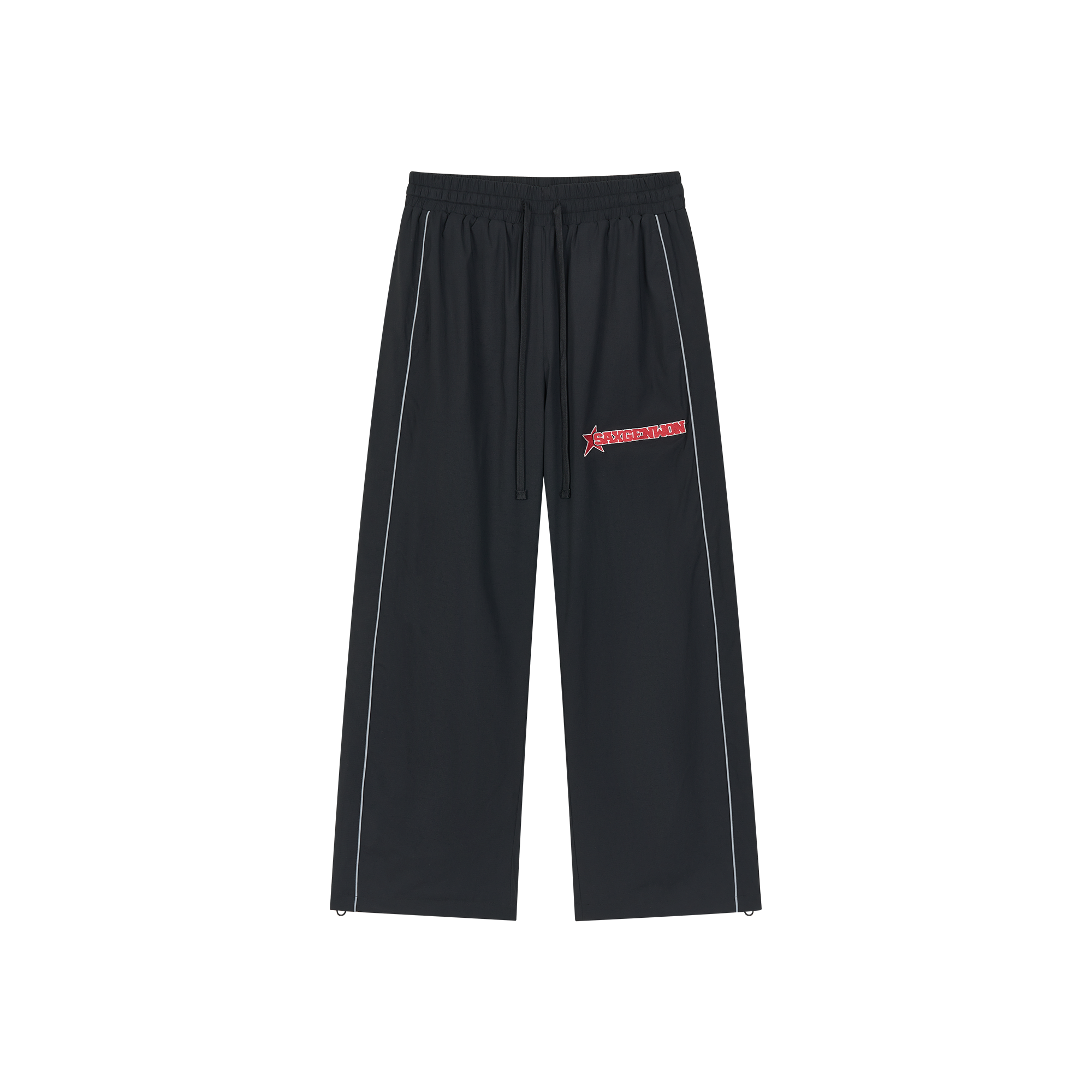 SAVAGEGROWTHWORLD Embroidered Logo Piped Straight-Leg Pants, premium urban and streetwear designers apparel on PROJECTISR.com, SAVAGEGROWTHWORLD