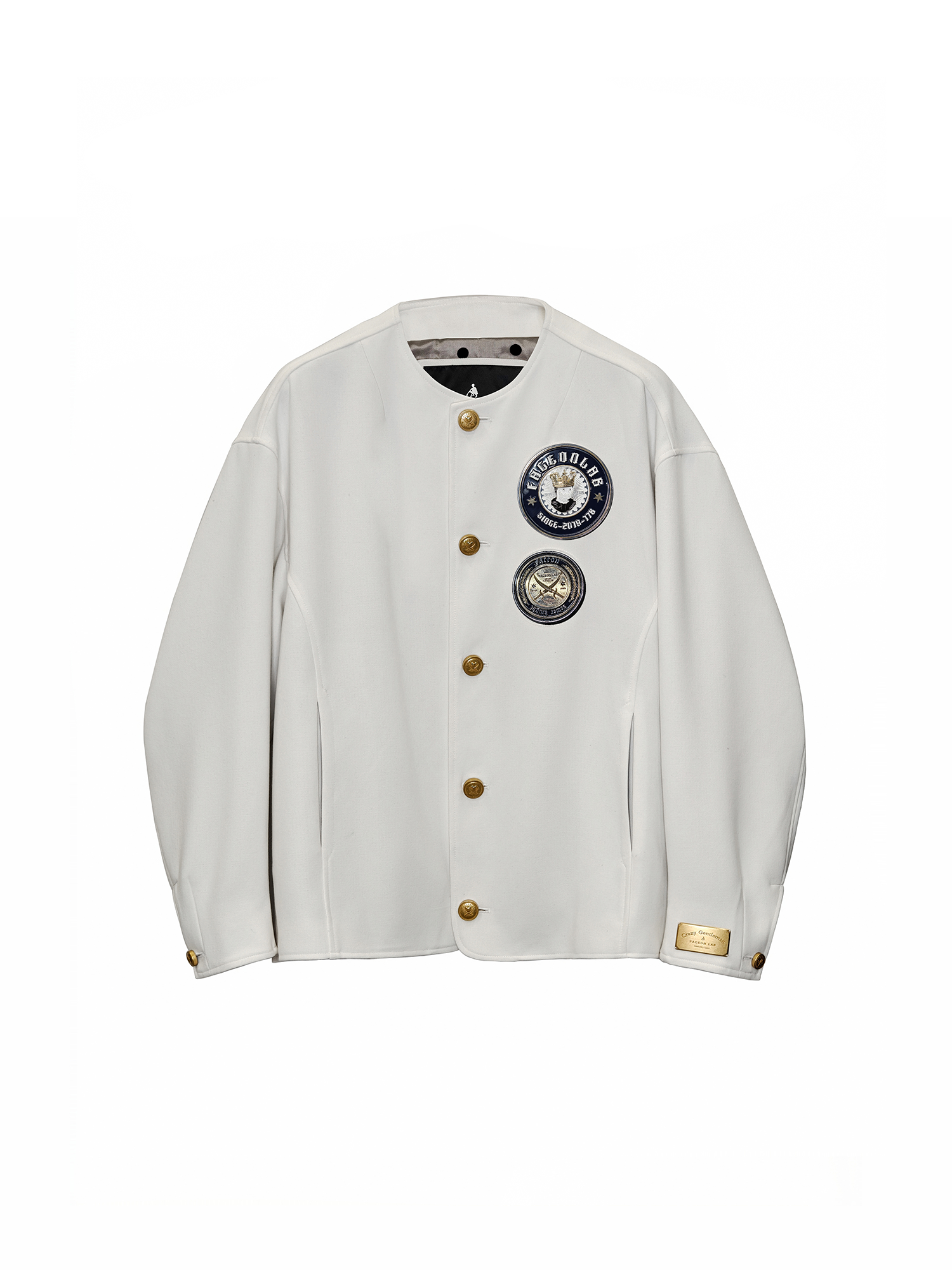 FACEONLAB Badge-Patch Crew-Neck Oversized Jacket