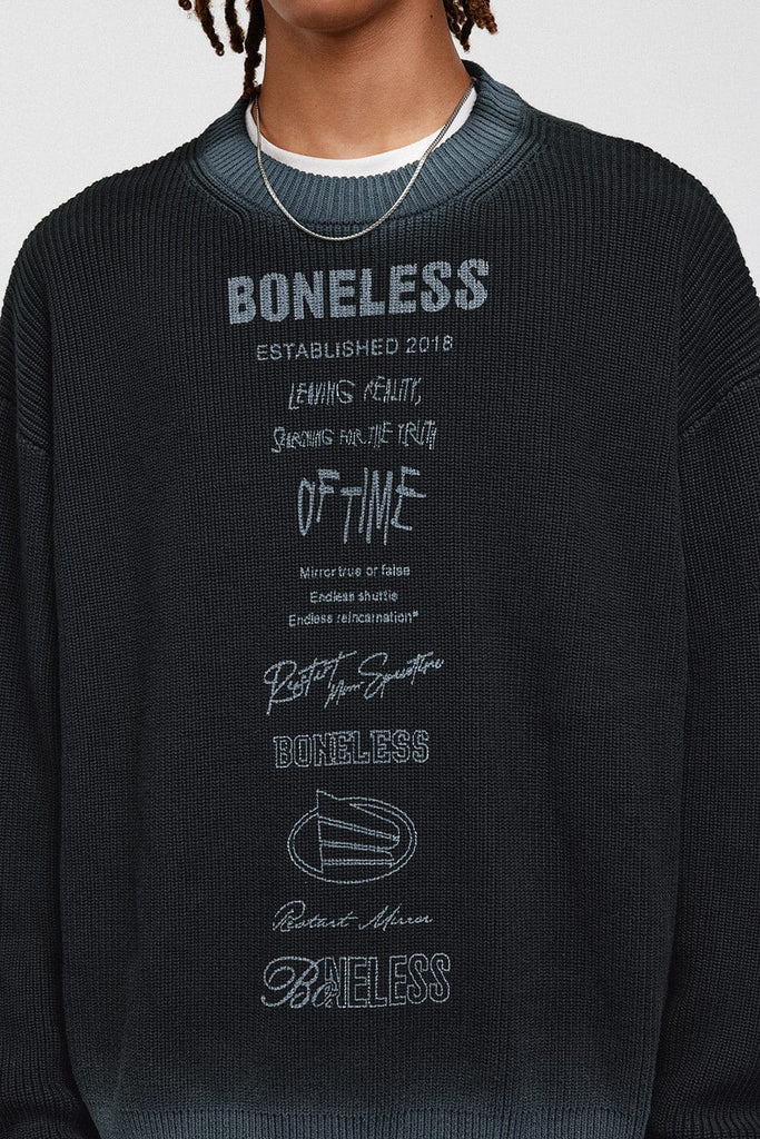 BONELESS Gradient All-Logo Sweater, premium urban and streetwear designers apparel on PROJECTISR.com, BONELESS
