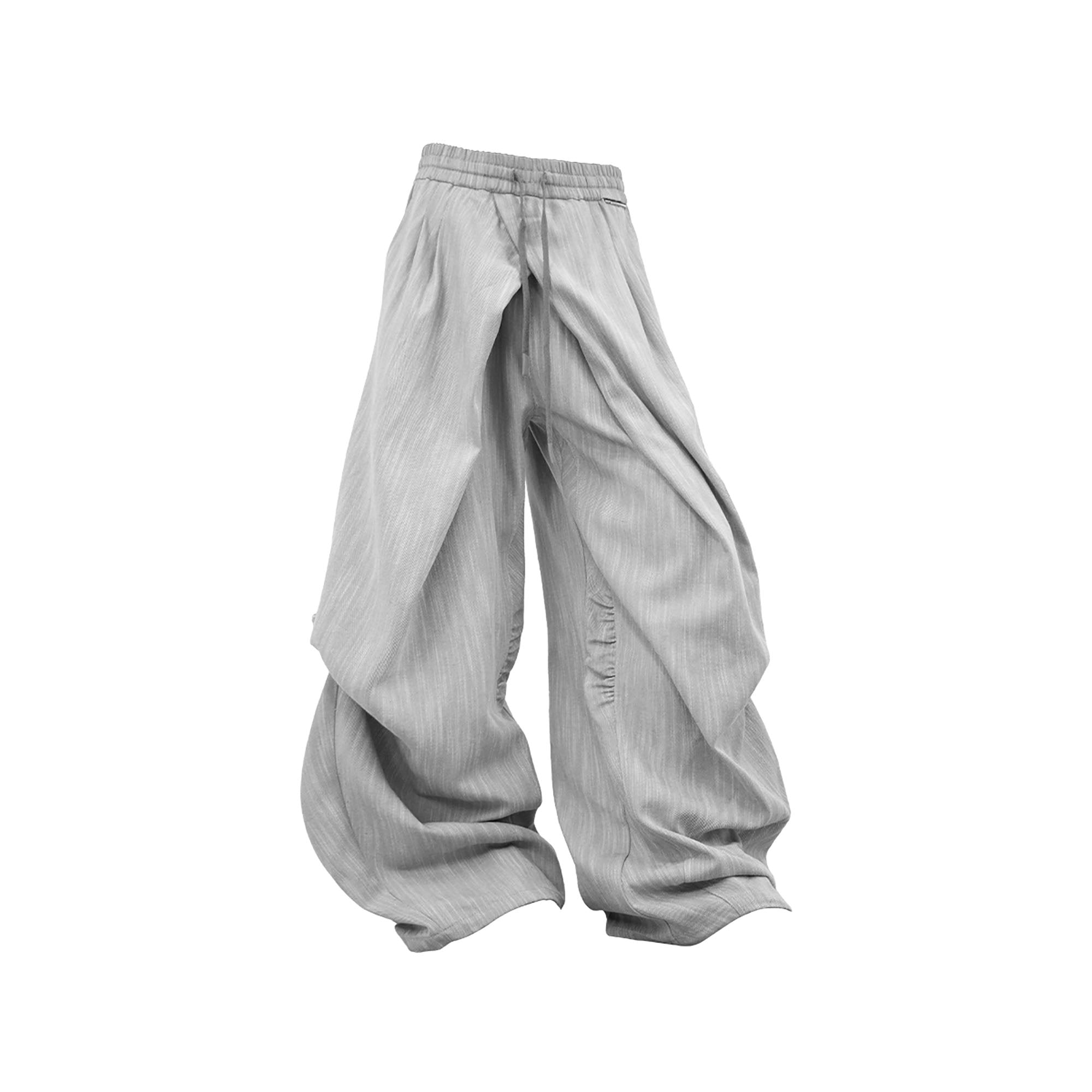 RELABEL Crinkled Drawstring Oversized Pants Gray