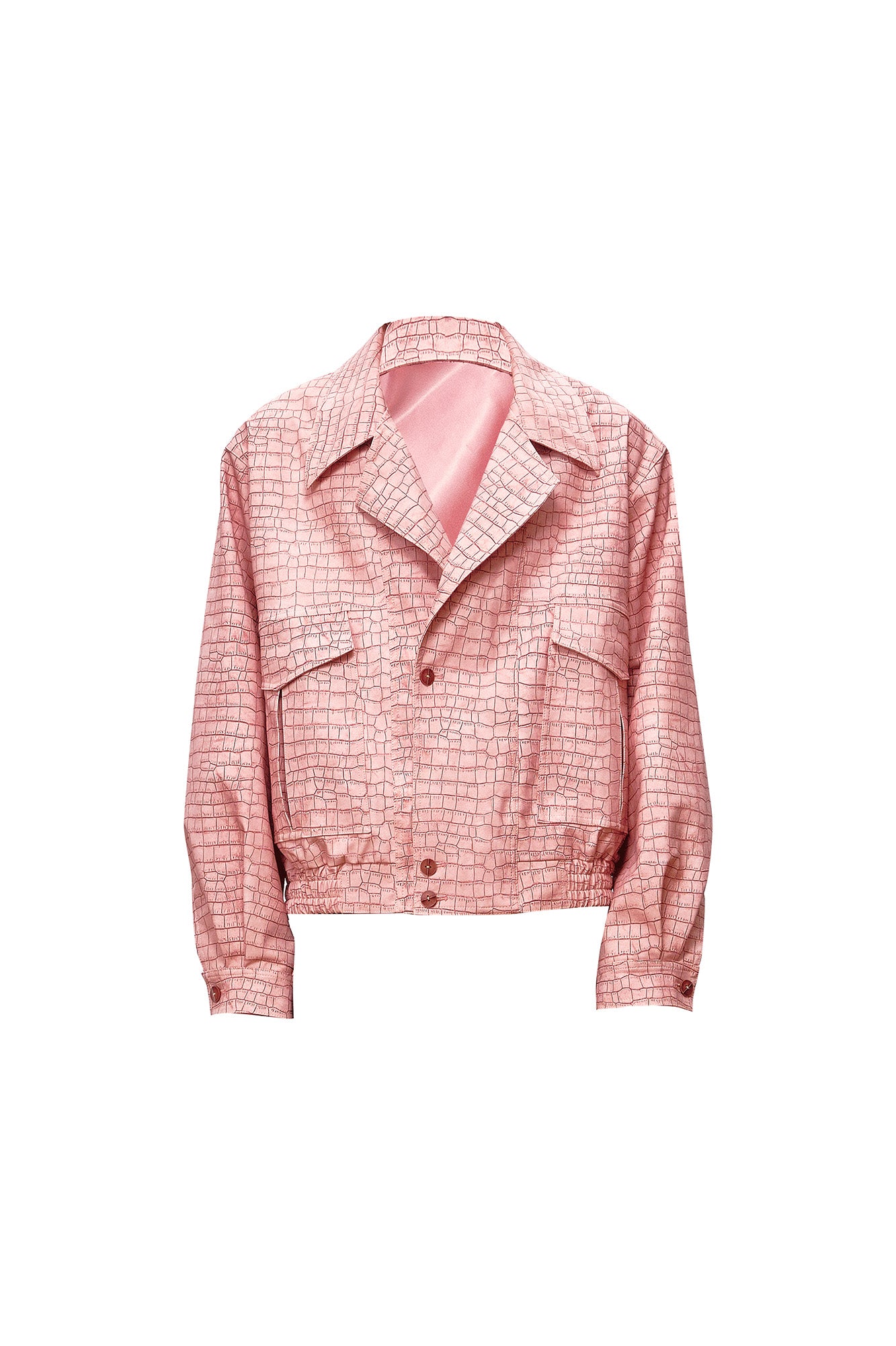 OIPWORD Croc-Embossed Cropped Faux Leather Jacket, premium urban and streetwear designers apparel on PROJECTISR.com, OIPWORD