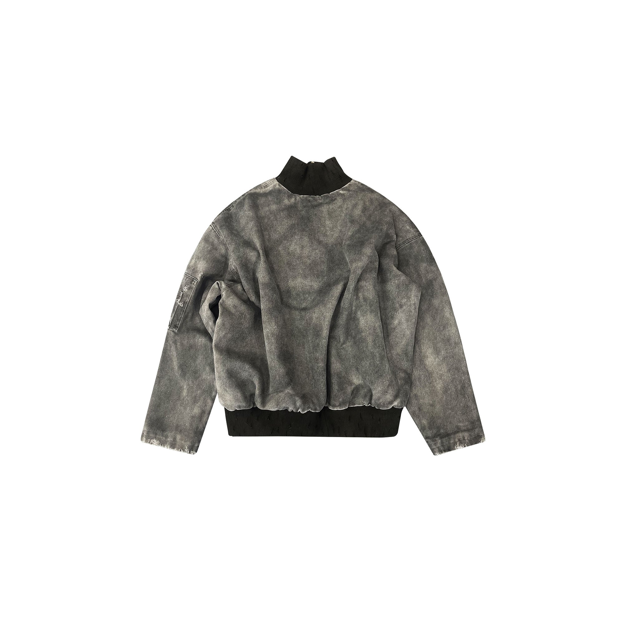 LUUUCAM Dirty-Fit Distressed Canvas Bomber Jacket