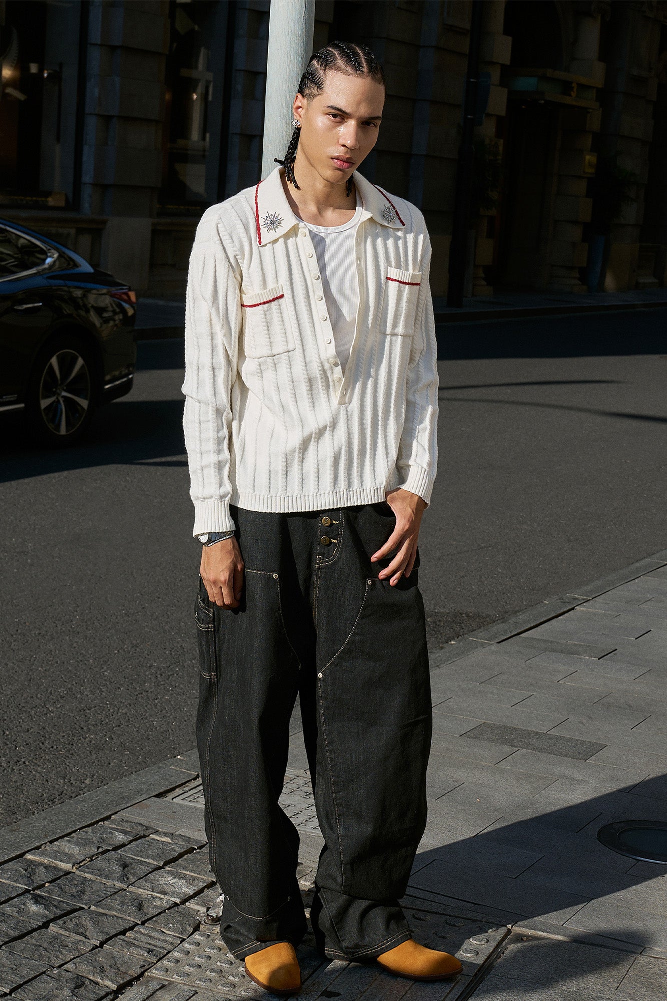 STEEPC Double-Knee Button-Fly Raw Selvedge Jeans