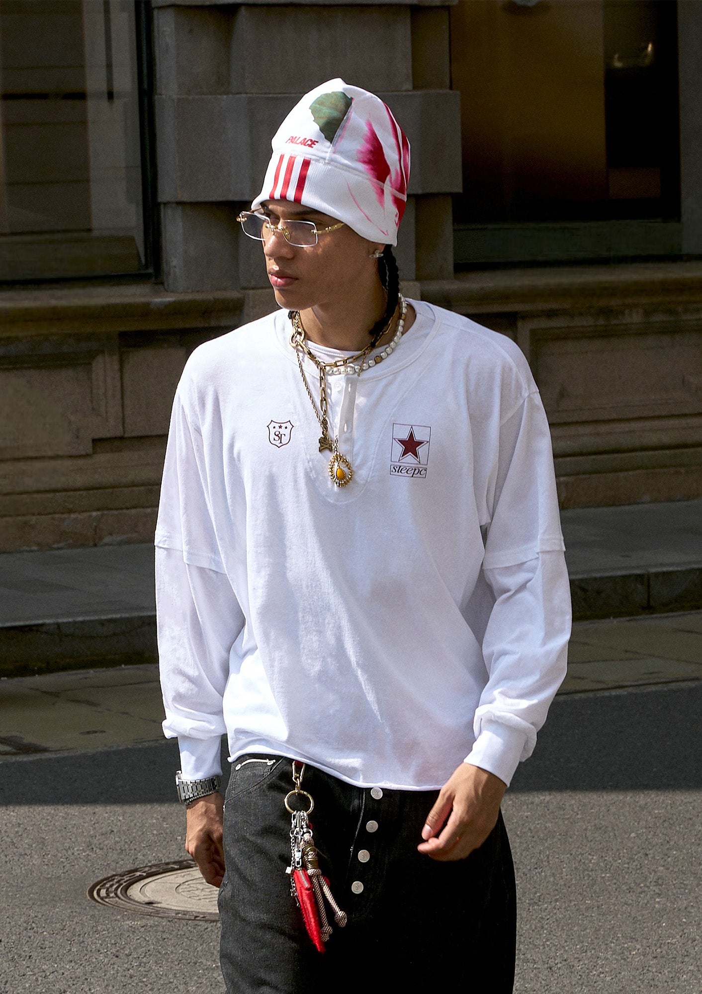 STEEPC Layered Henley Pearl-Star Long-Sleeve Tee, premium urban and streetwear designers apparel on PROJECTISR.com, STEEPC