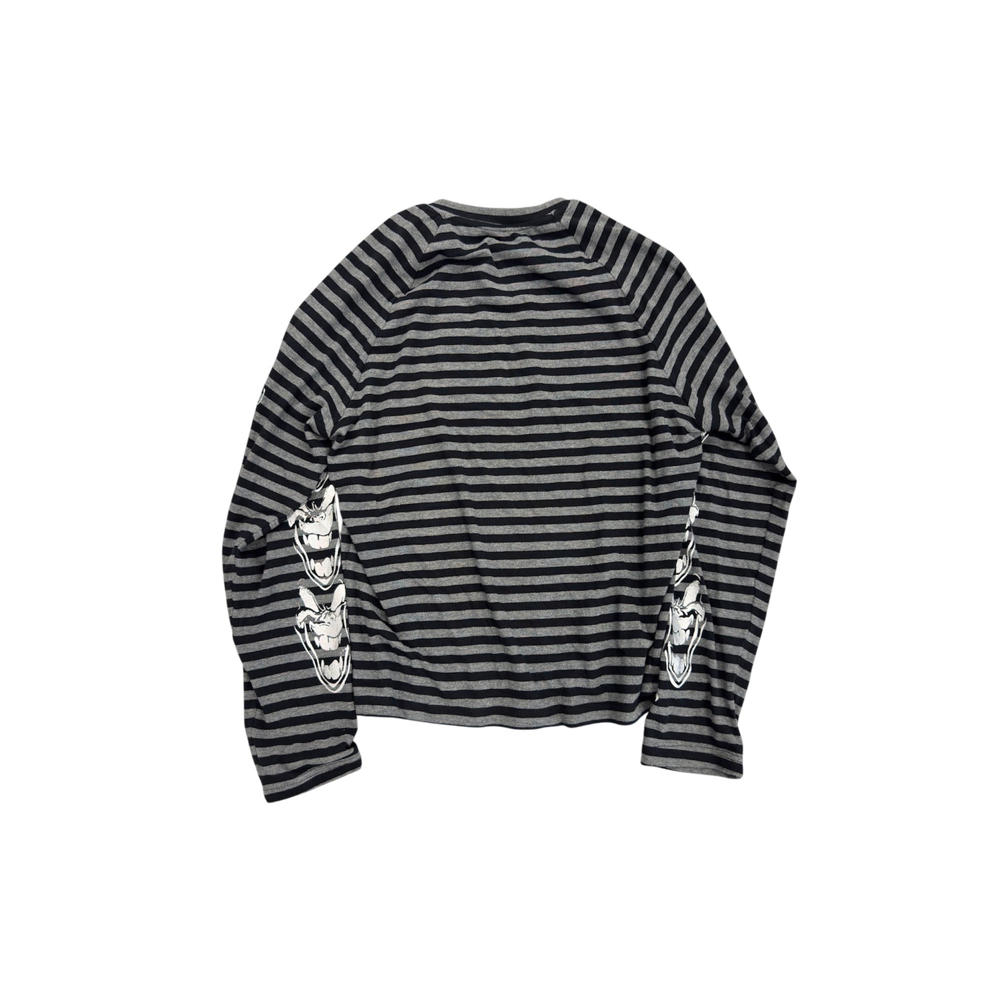 SAXGENWON Retro Striped Graphic Raglan Long-Sleeve Tee