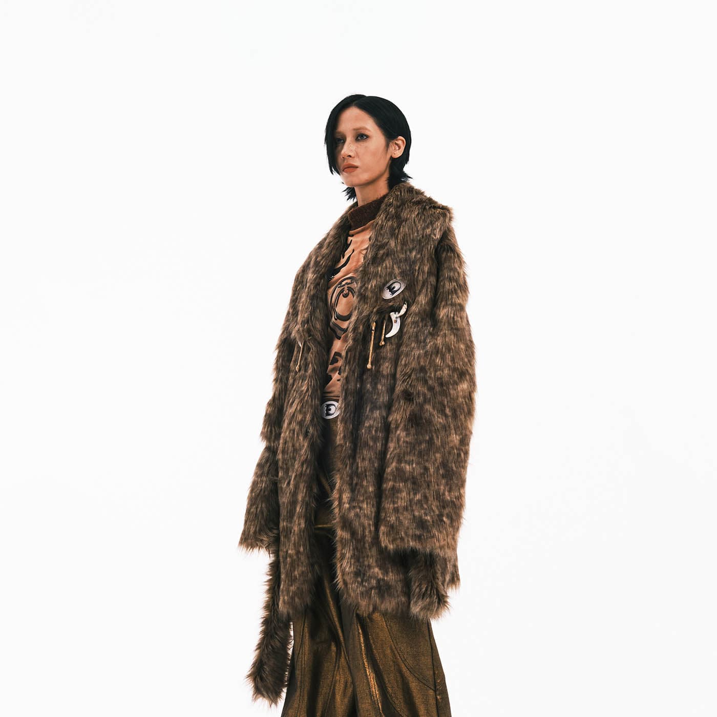 EMBRYO Faux Fur Bone Coat, premium urban and streetwear designers apparel on PROJECTISR.com, EMBRYO