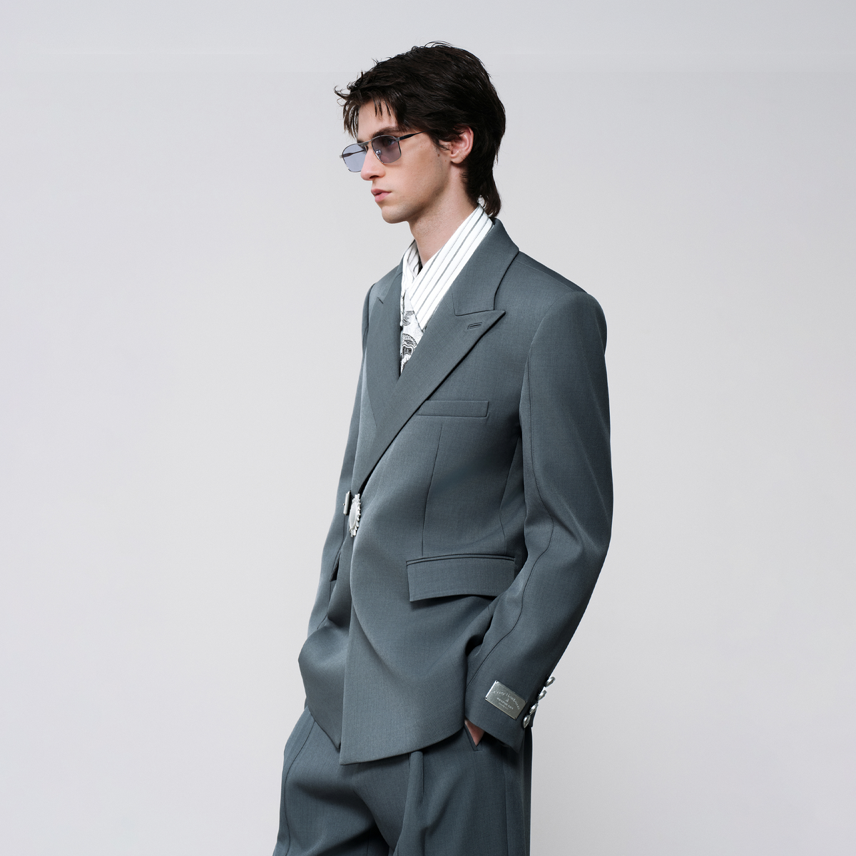 FACEONLAB Classic Asymmetric Belted Blazer