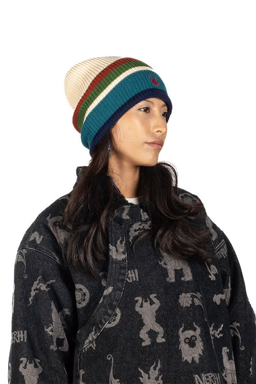 NERHI Contrast Stripe Knit Beanie