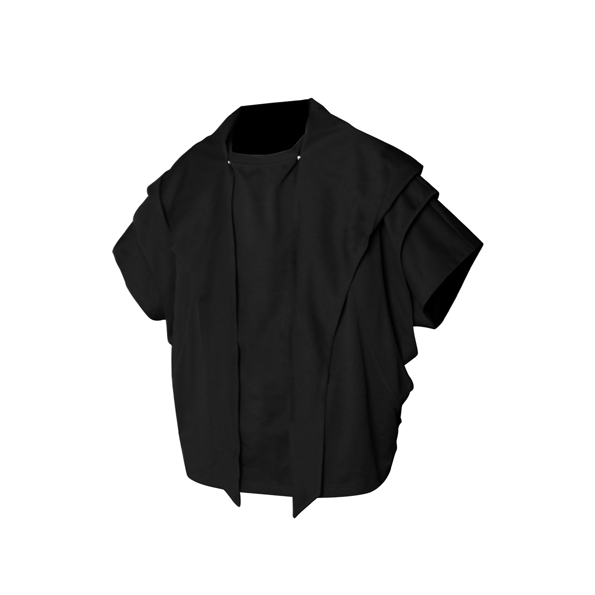 RELABEL Detachable Hood Layered Sleeve T-Shirt