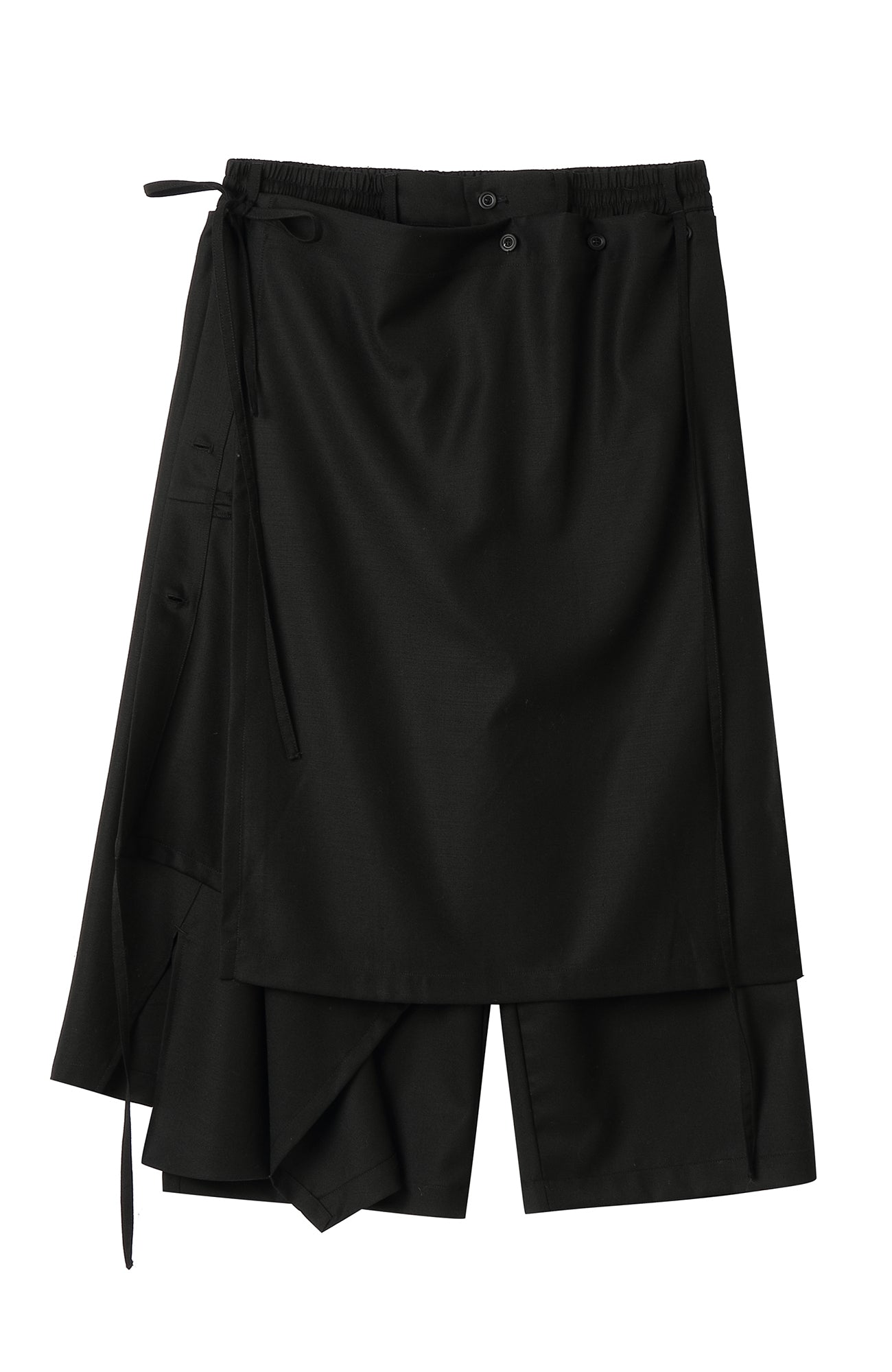 MOITIEDEPETALE Detachable Asymmetric Wide-Leg Wool Skort