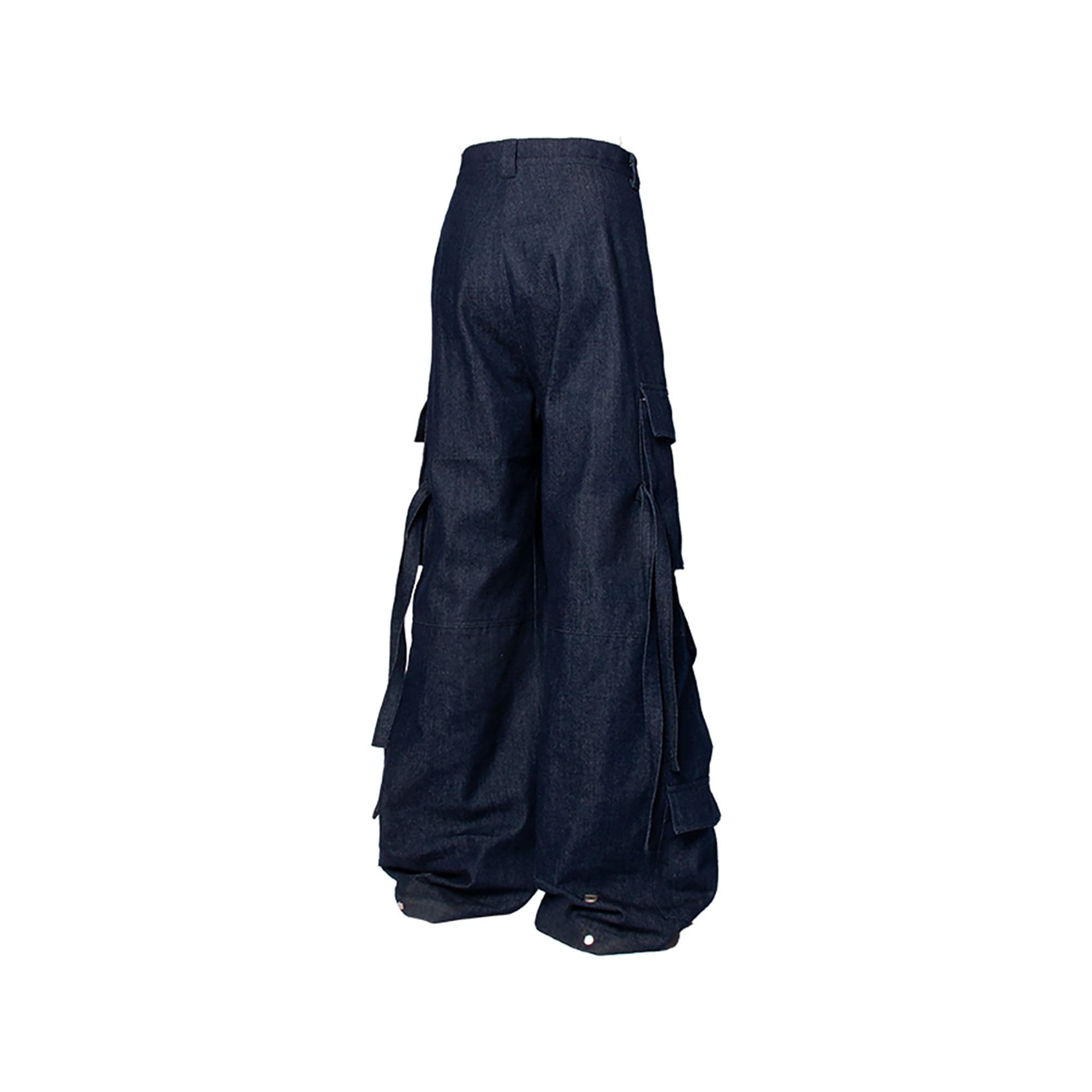 RELABEL Washed Crinkled Strap Wide-Leg Jeans, premium urban and streetwear designers apparel on PROJECTISR.com, RELABEL