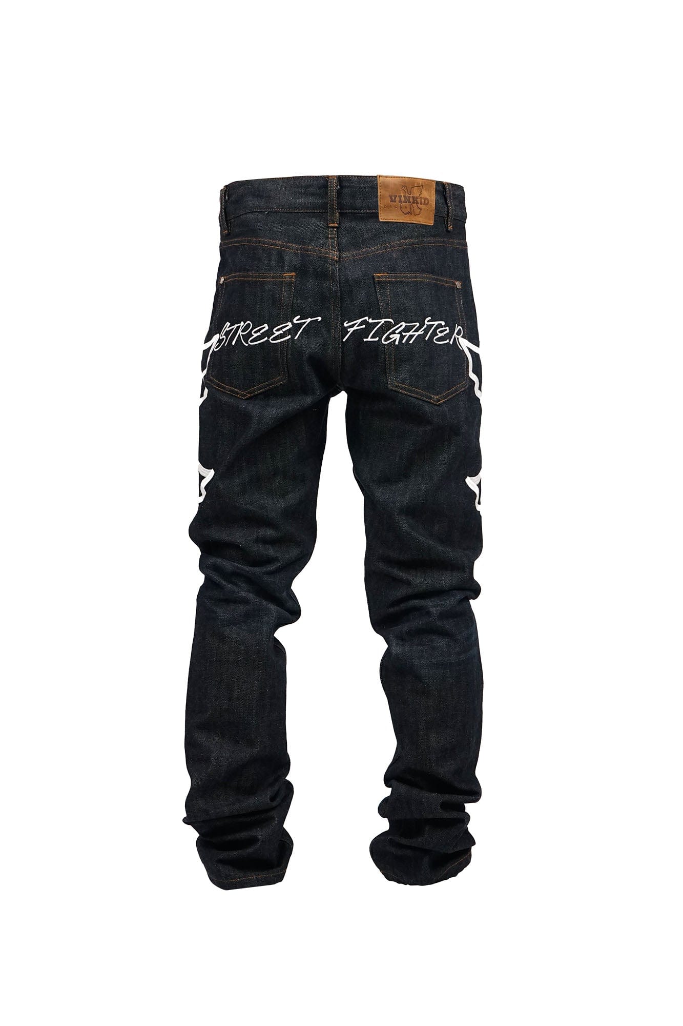 VINKID Peace Dove Embroidery Raw Jeans