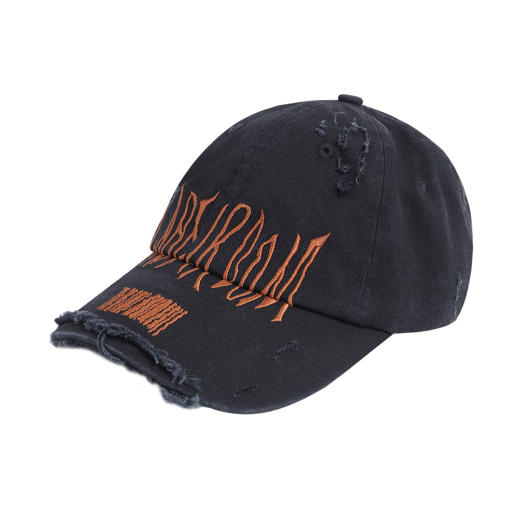 49PERCENT LABELROOM Ripped Embroidered Logo Hat, premium urban and streetwear designers apparel on PROJECTISR.com, 49PERCENT