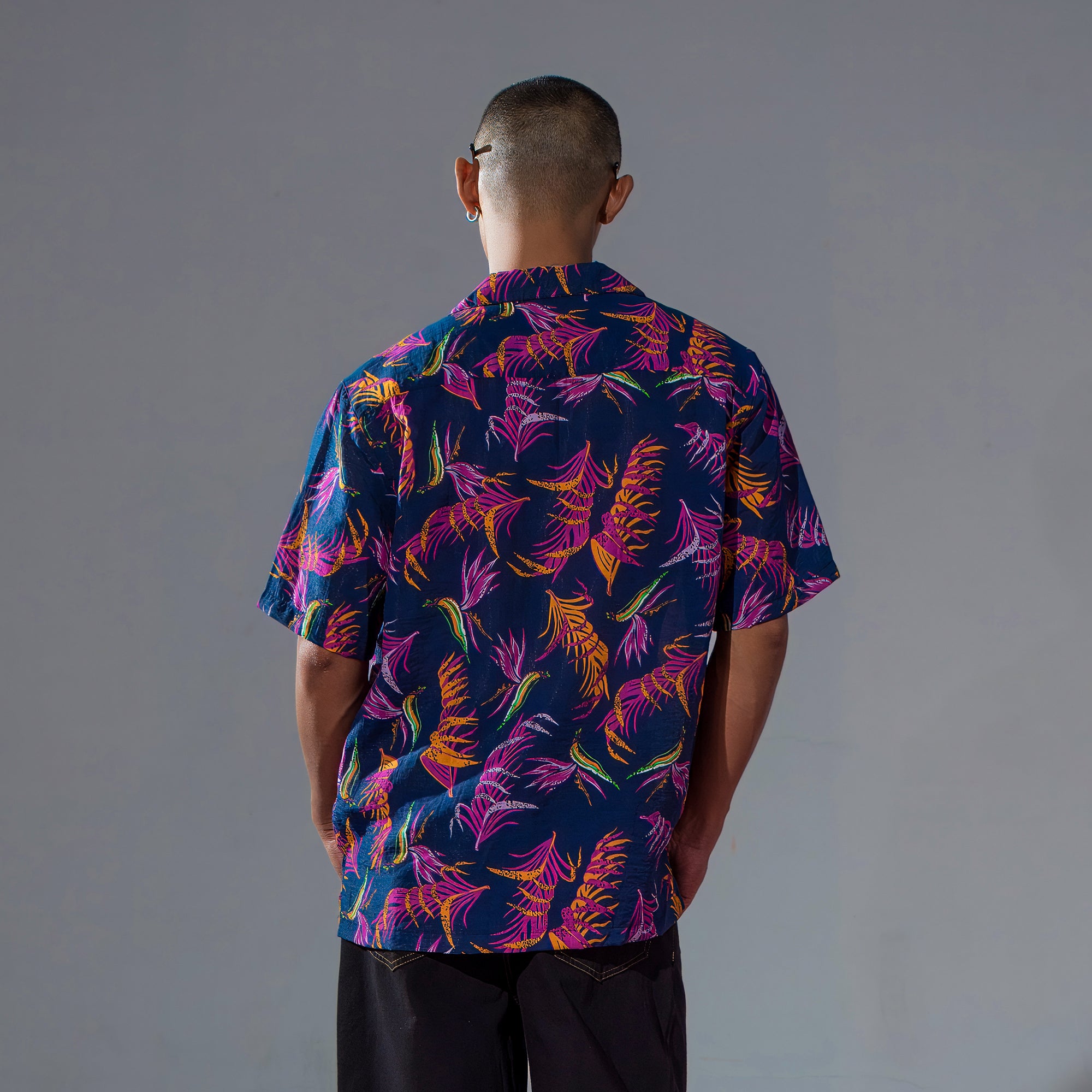 CLP Retro Feather Full-Print Half-Sleeve Shirt