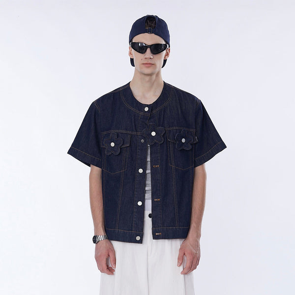 【PARTIMENTO】 Washed Denim Roll Up Half Shirts /追跡付 PARTIMENTO