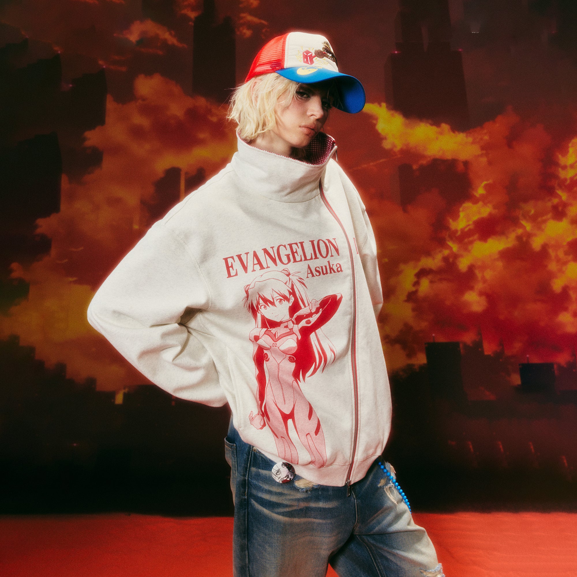 DONSMOKE x EVA Graphic Asymmetrical Zip-Up Hoodie