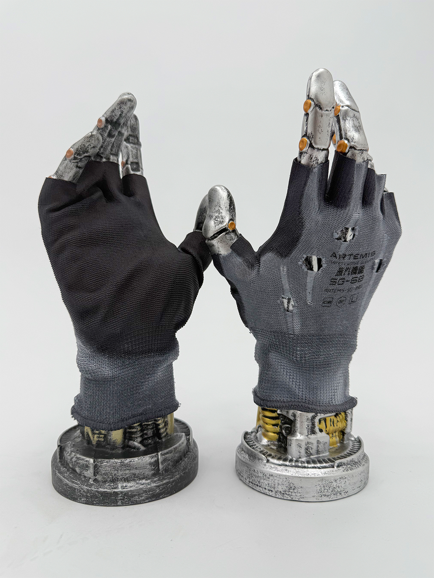 STEAM Distressed Paint-Coated Faux Leather Fingerless Riding Gloves