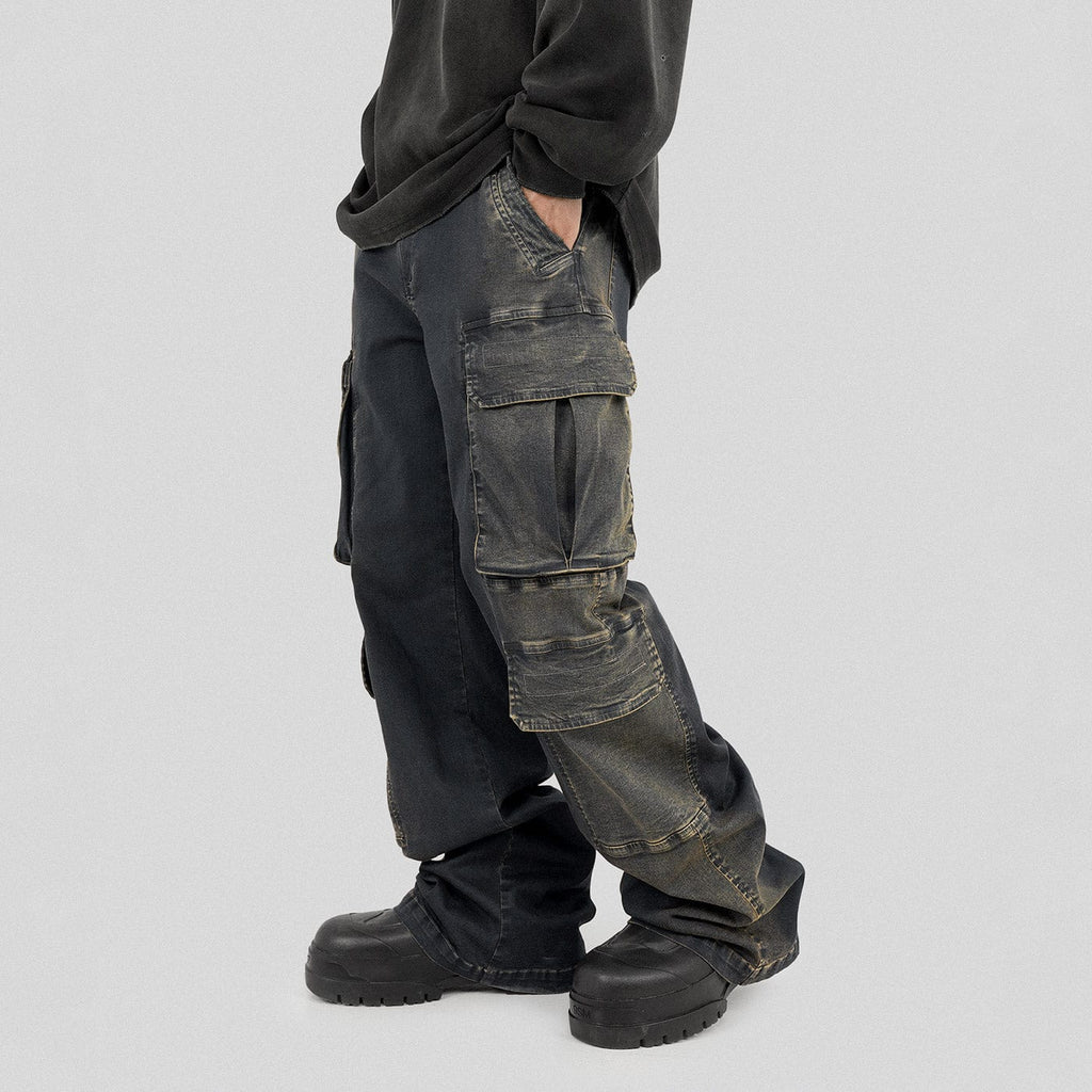 UNDERWATER Multi Pockets Gradient Jeans, premium urban and streetwear designers apparel on PROJECTISR.com, UNDERWATER