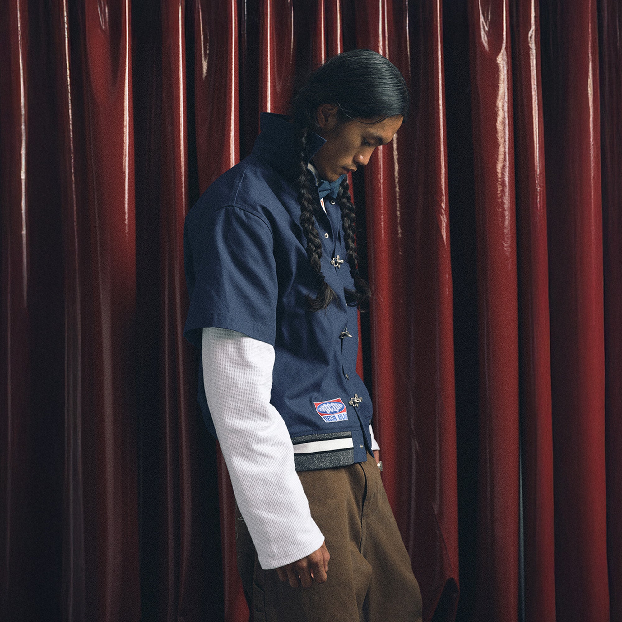 TRECLUB Hook-Buckle Layered Canvas Jacket, premium urban and streetwear designers apparel on PROJECTISR.com, TRECLUB