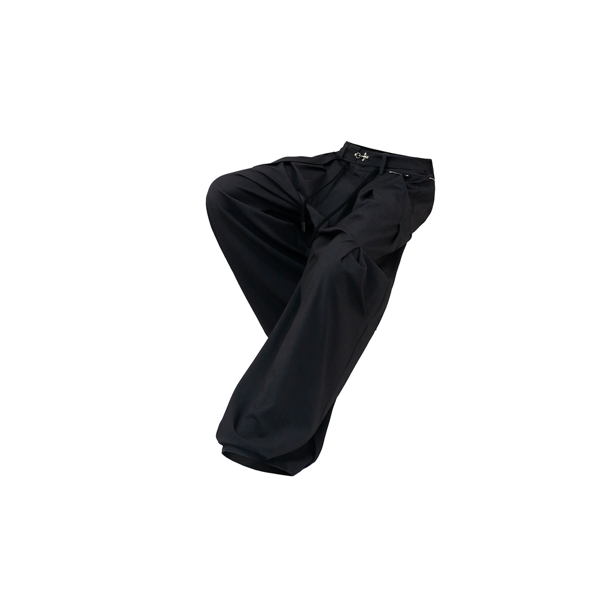 RELABEL Pleated Wide-Leg Elasticated Belt Trousers