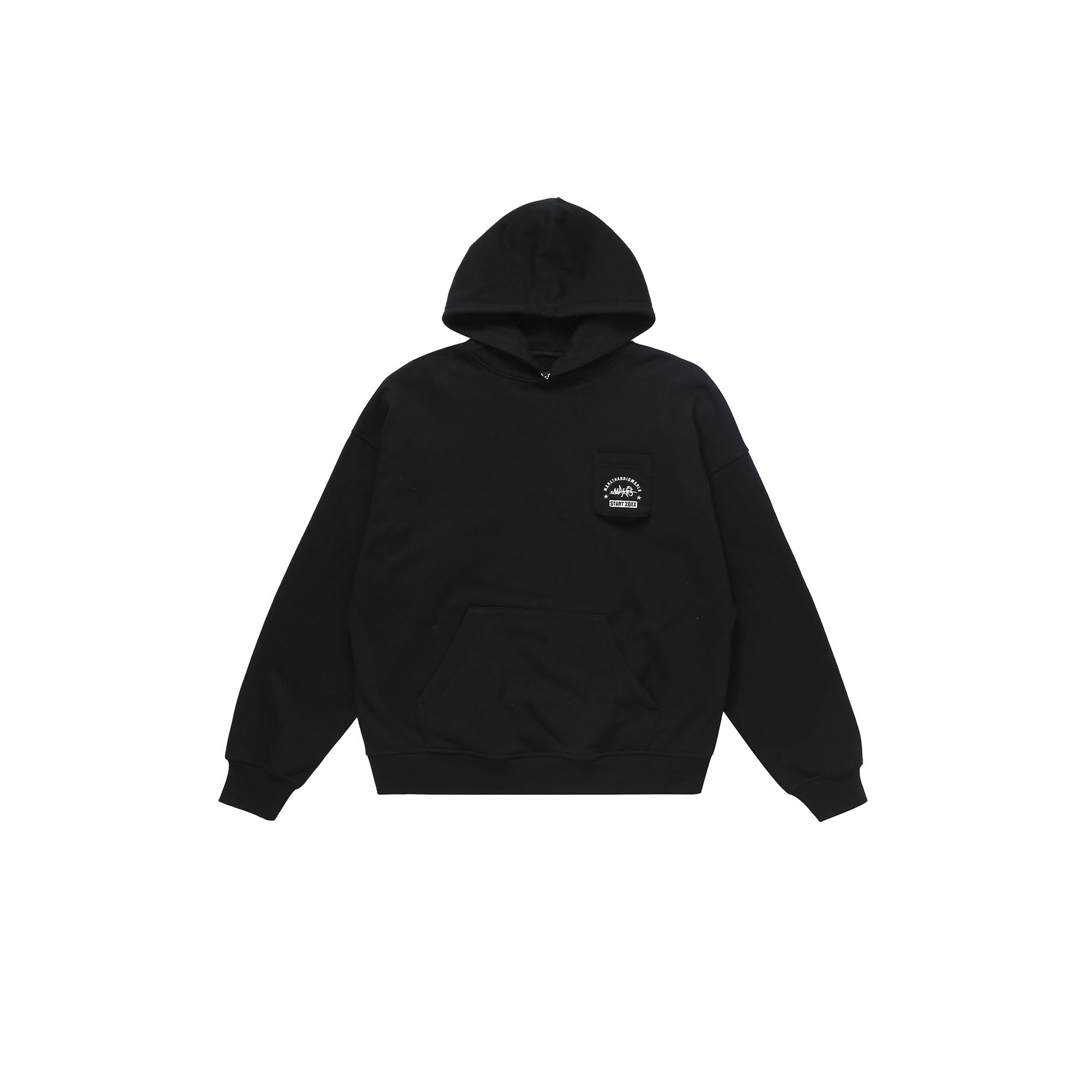 MAKEMORE Faux-Layer Embroidered Pocket Hoodie, premium urban and streetwear designers apparel on PROJECTISR.com, MAKEMORE