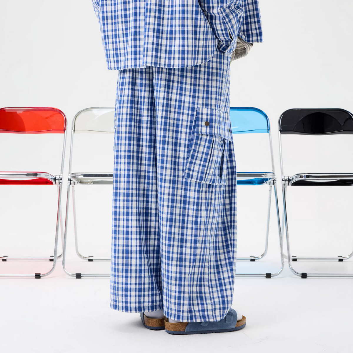 UNLIMITED MOTE Plaid Wide-Leg Balloon Pants, premium urban and streetwear designers apparel on PROJECTISR.com, UNLIMITED MOTE