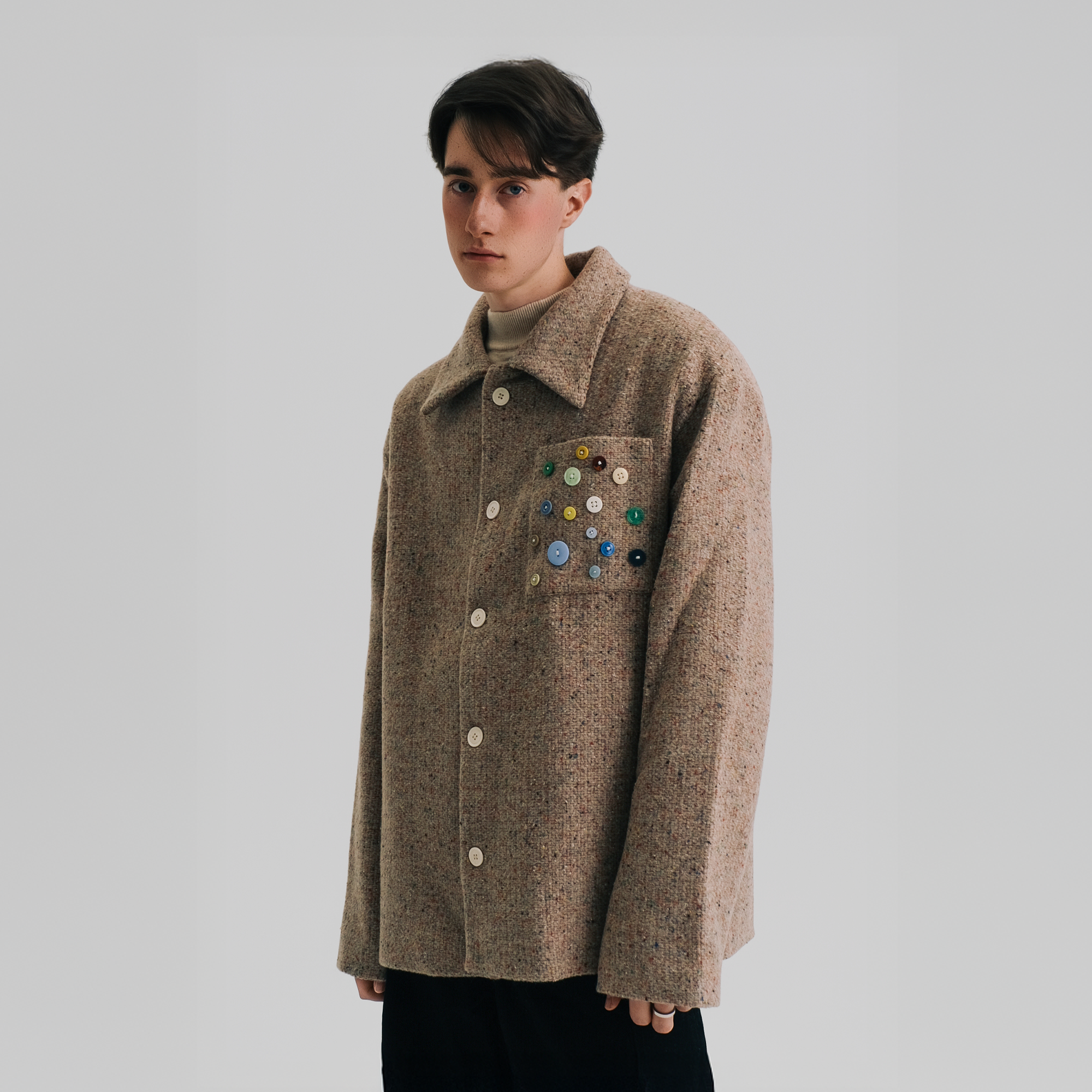WIID Button-Embellished Pocket Wool-Blend Jacket