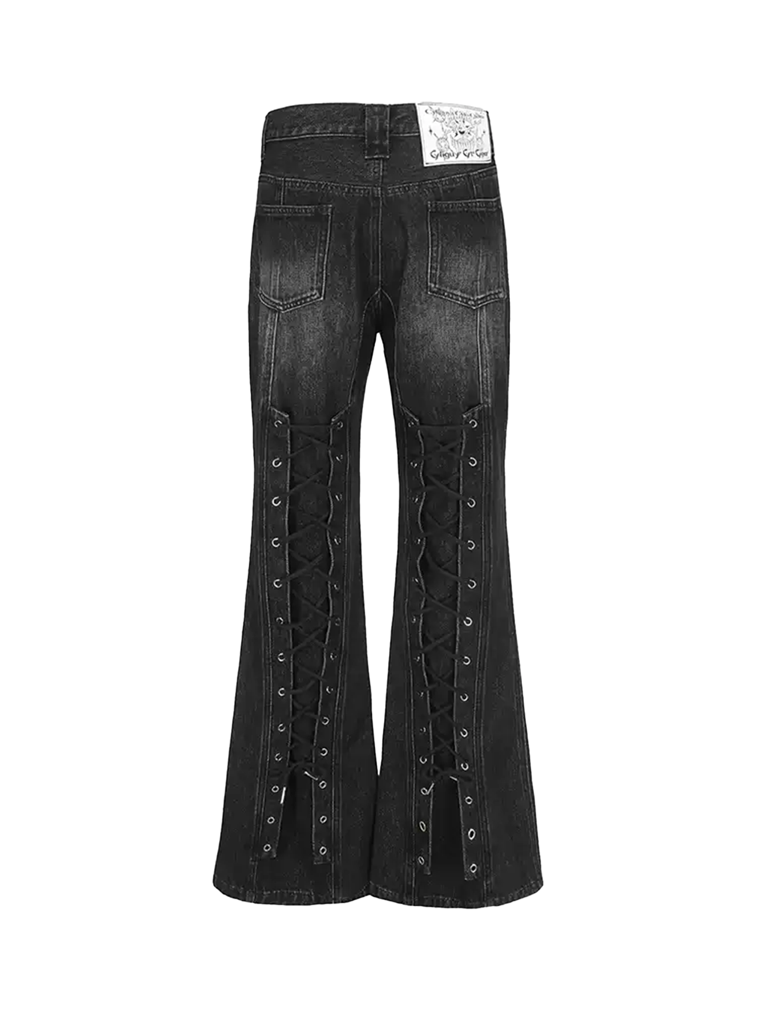 ERISSTOFF Washed Lace-Up Flared Jeans
