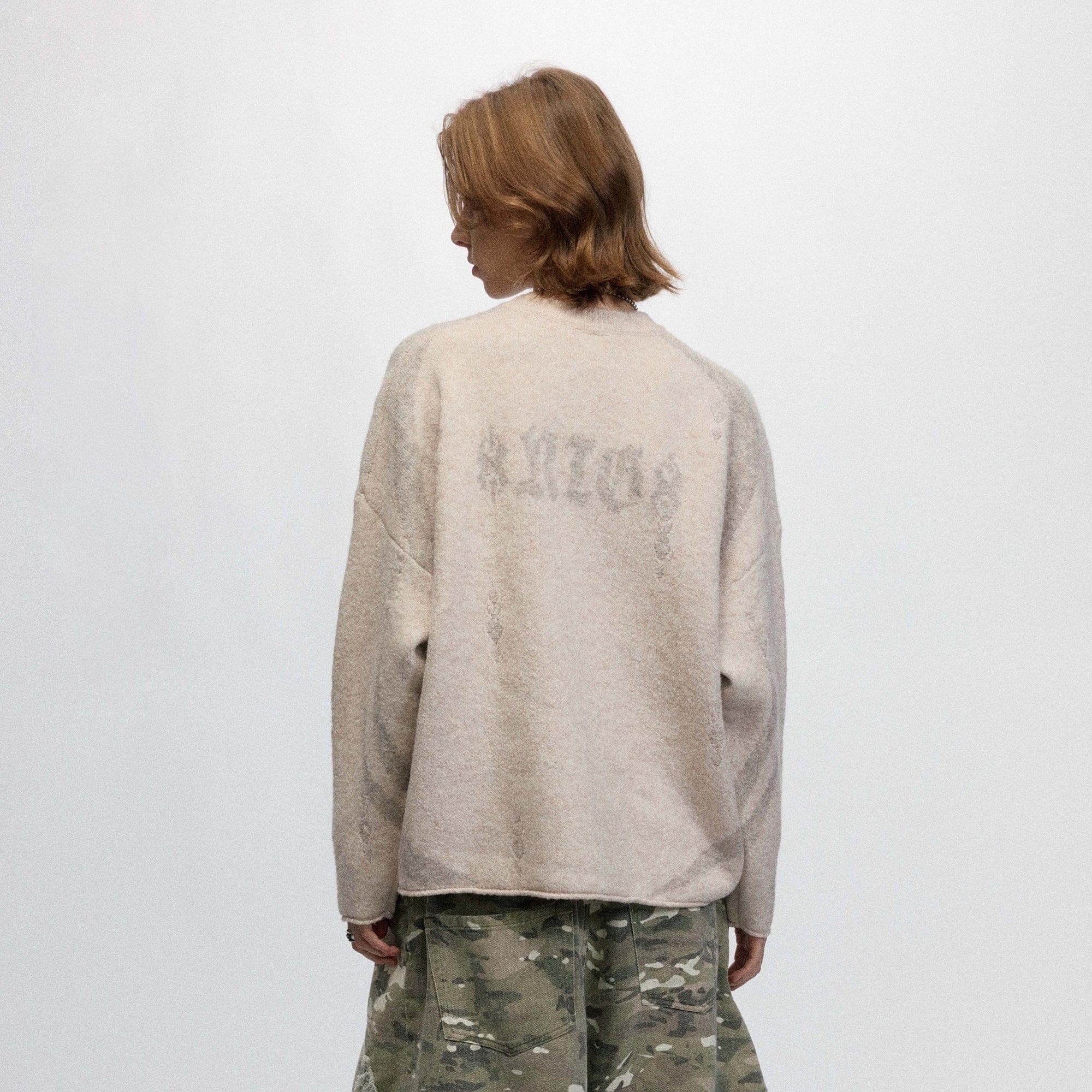 OVDY Abstract Graphics Raw-Edge Sweater