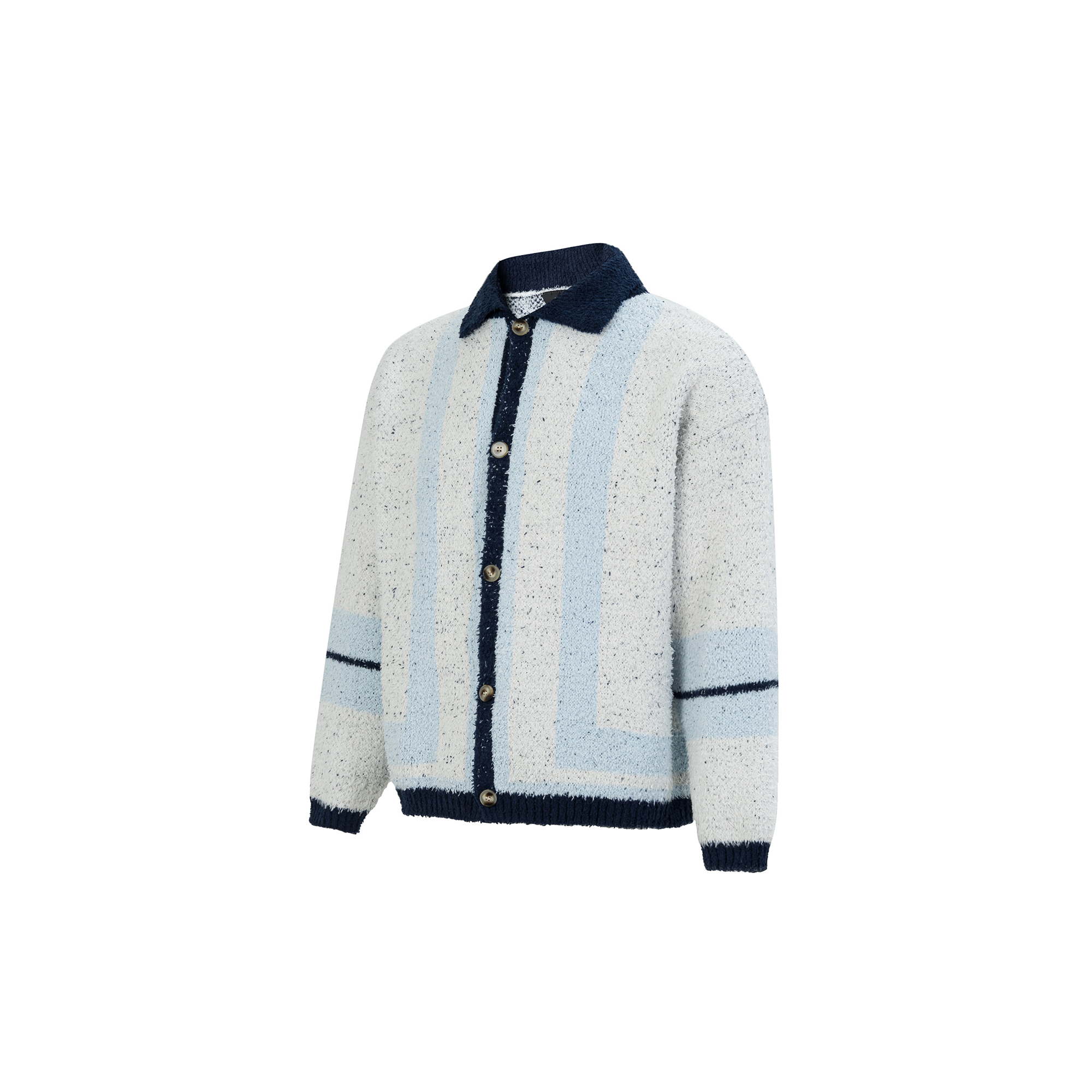 OVDY Retro Contrast Stripe Collar Knit Cardigan, premium urban and streetwear designers apparel on PROJECTISR.com, DVDY