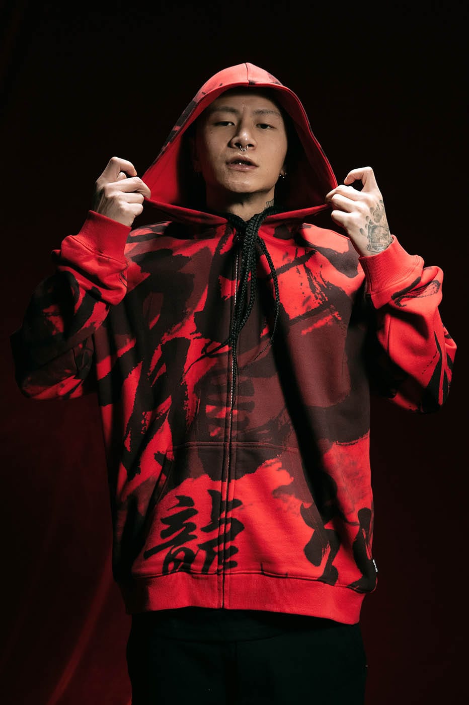 RTVG Calligraphy Full-Print Zip-Up Hoodie, premium urban and streetwear designers apparel on PROJECTISR.com, RTVG