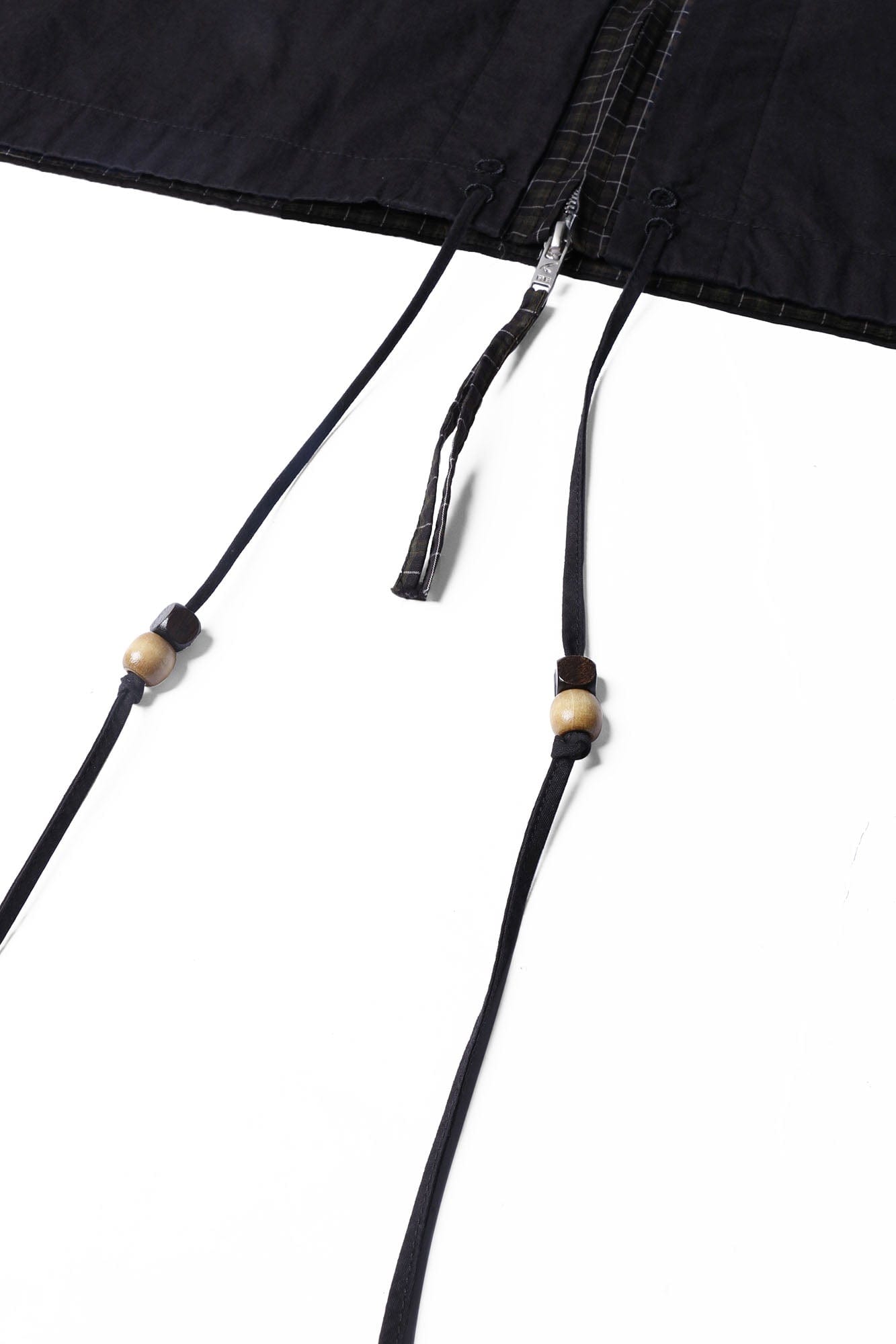 RELABEL Detachable Hood Beaded Ruched Shirt Black, premium urban and streetwear designers apparel on PROJECTISR.com, RELABEL