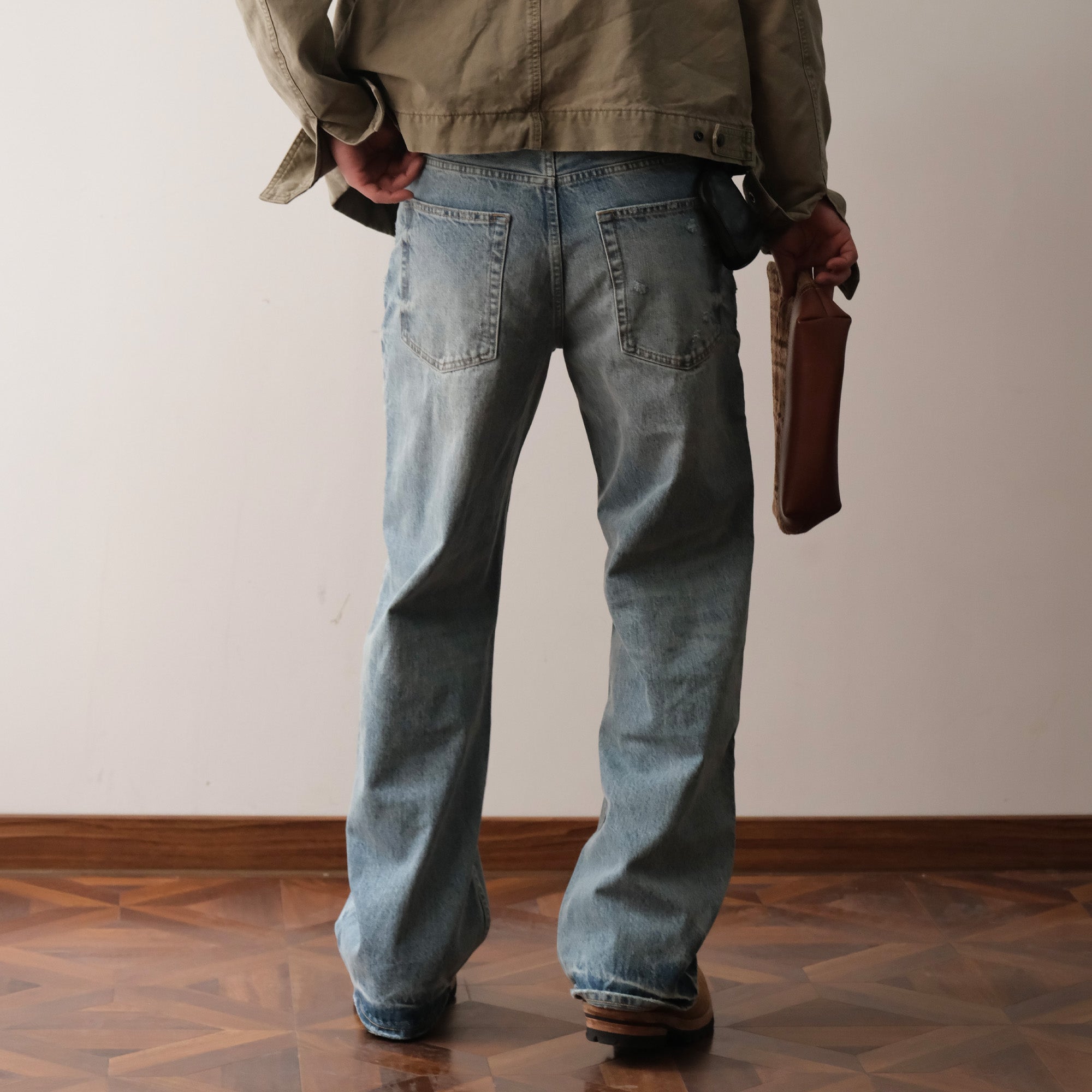 NEIGBORL Washed Distressed Straight-Leg Jeans, premium urban and streetwear designers apparel on PROJECTISR.com, NEIGBORL