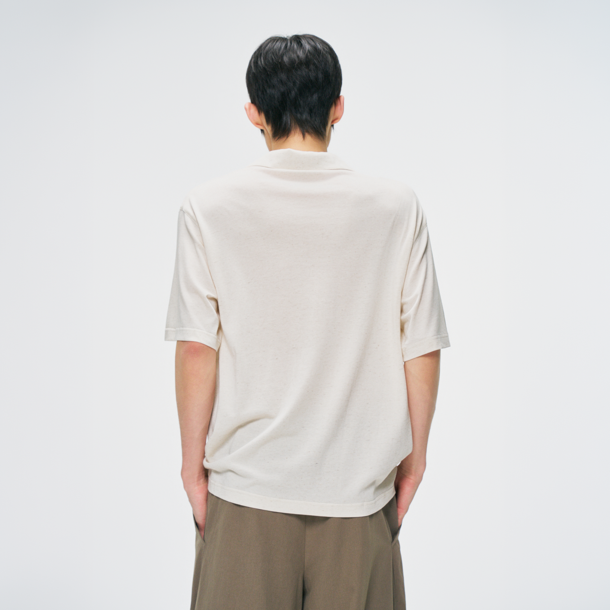 GONGHE REPUB Minimal Linen Lace-Up Tee