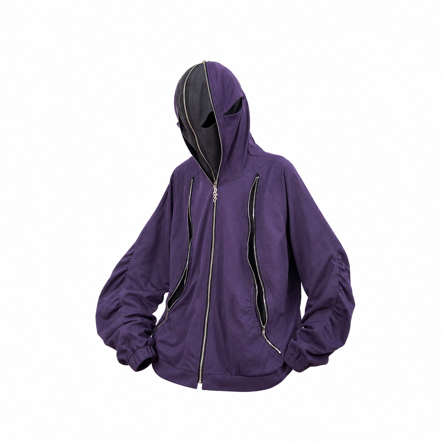 RELABEL Layered Multi-Zip Mask Hood Jacket Purple