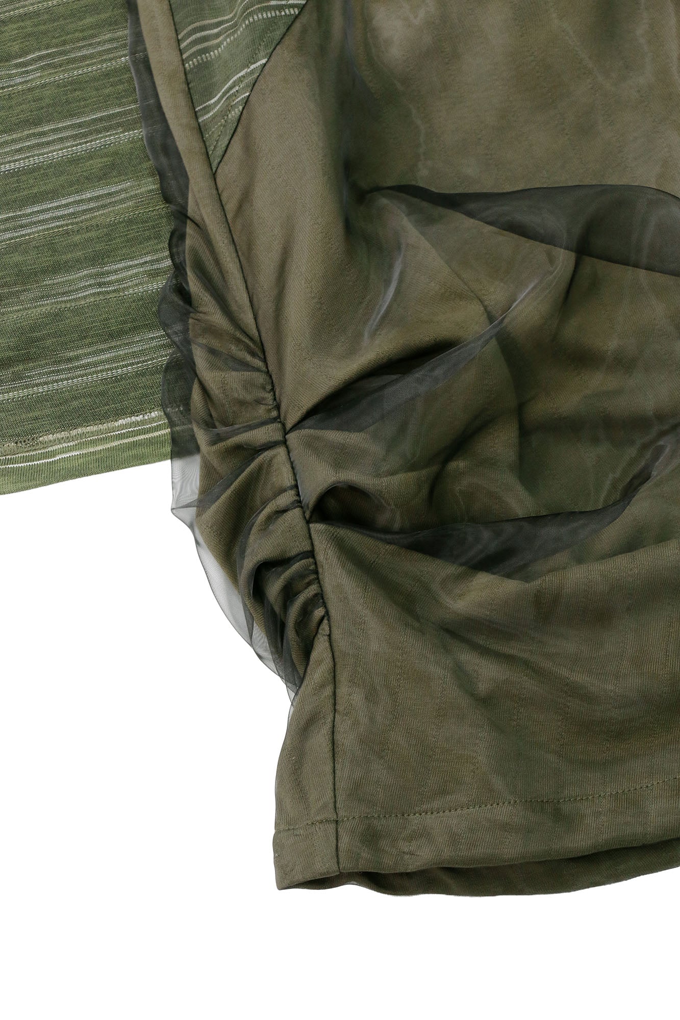 RELABEL Detachable Striped Drape Ruched Oversized Shorts Green, premium urban and streetwear designers apparel on PROJECTISR.com, RELABEL