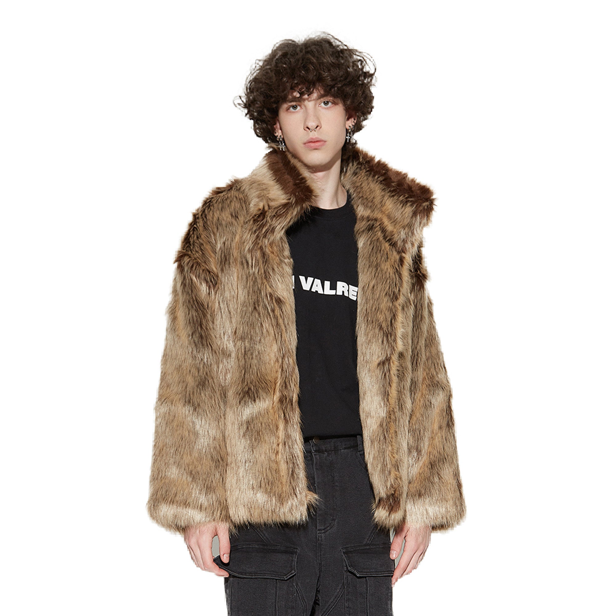 VANN VALRENCÉ Plush-Collar Volume-Fit Faux Fur Coat