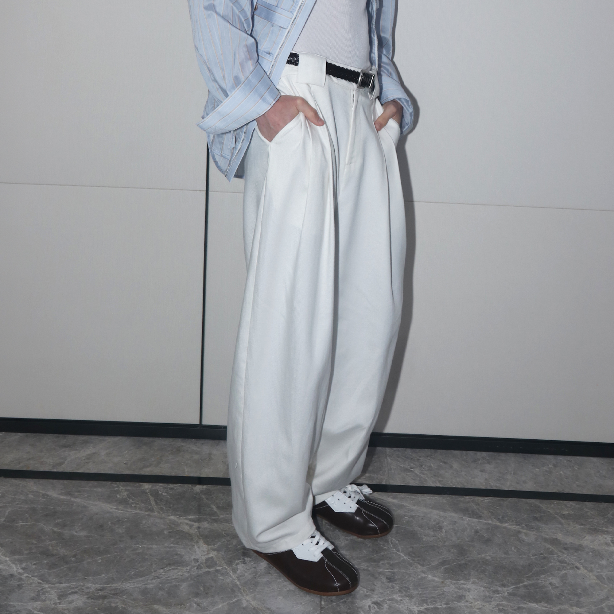 ASSEEN Essential Draped Linen-Blend Trousers